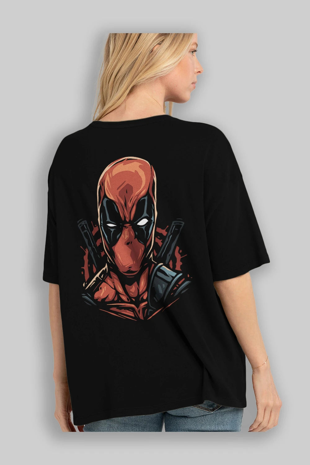 Deadpool (10) Arka Baskılı Oversize t-shirt Erkek Kadın Unisex %100 Pamuk Bisiklet Yaka tişort