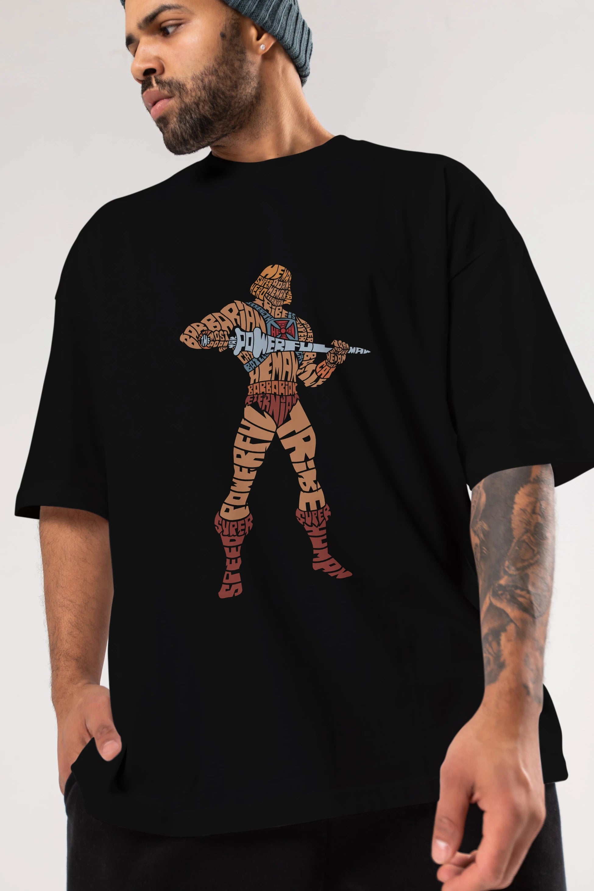 Heman Ön Baskılı Oversize t-shirt %100 pamuk Erkek Kadın Unisex
