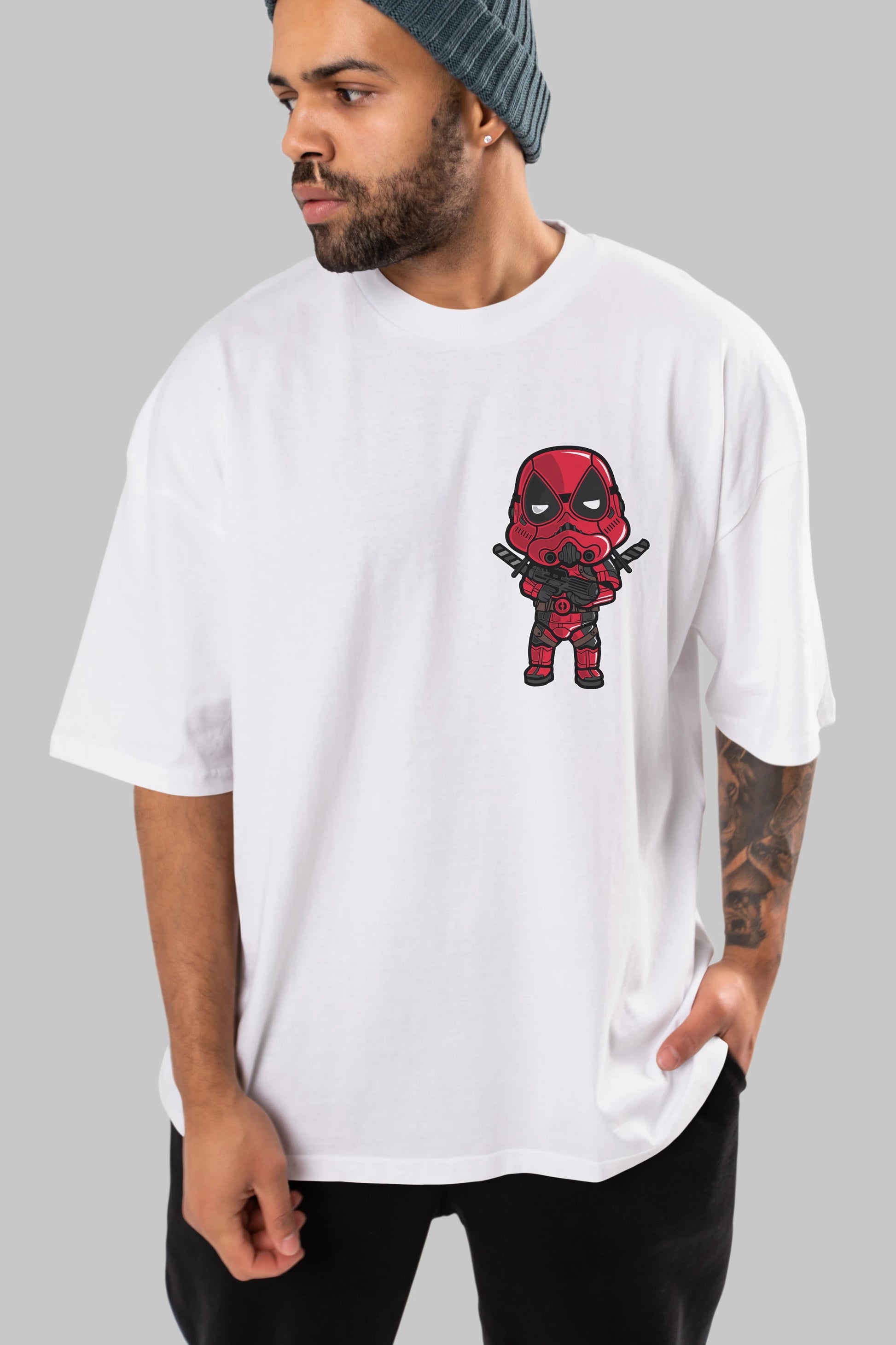Deadpool (22) Ön Sol Baskılı Oversize t-shirt Erkek Kadın Unisex %100 Pamuk Bisiklet Yaka tişort