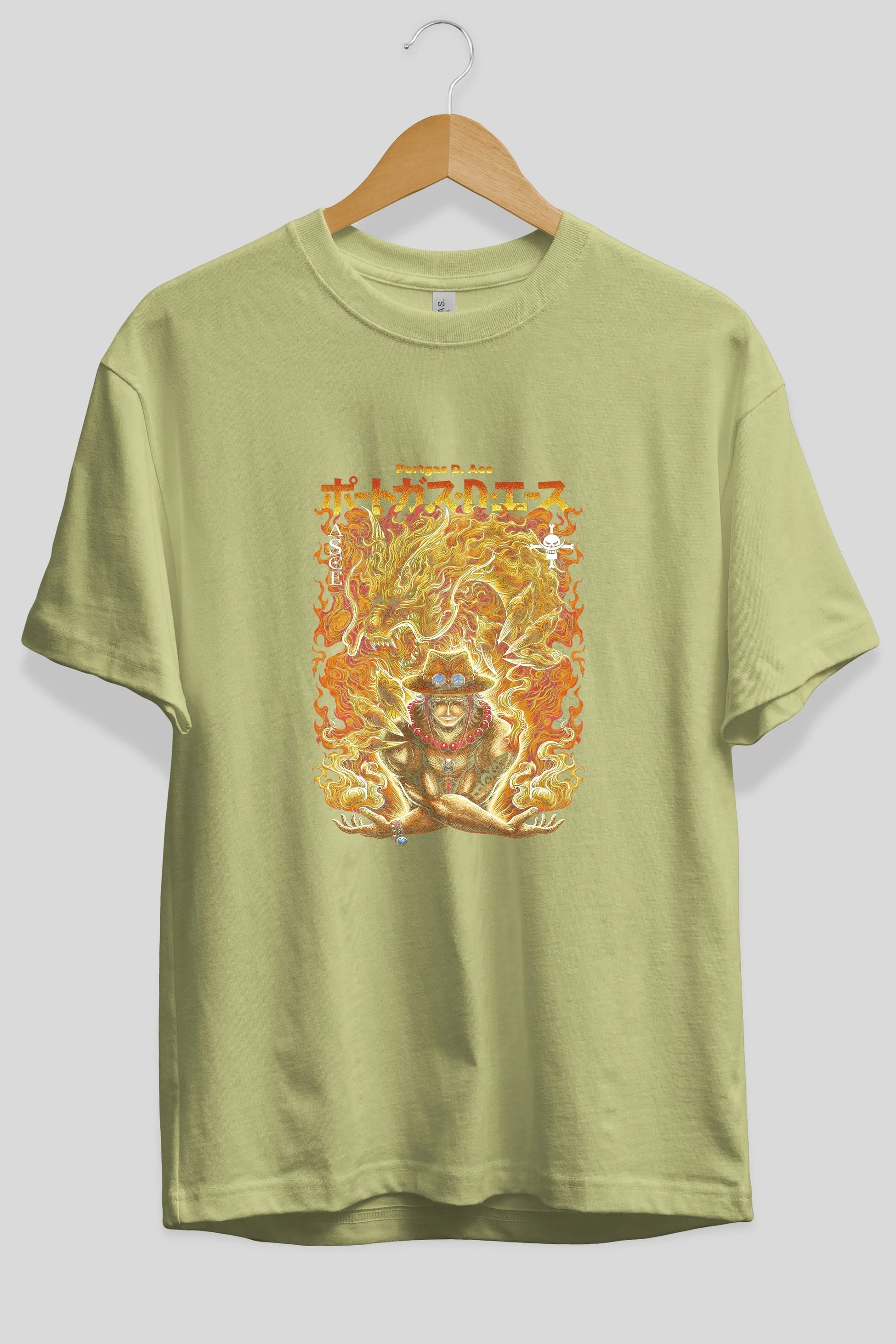 PORTGAS D. ACE Anime Ön Baskılı Oversize t-shirt %100 pamuk Erkek Kadın Unisex