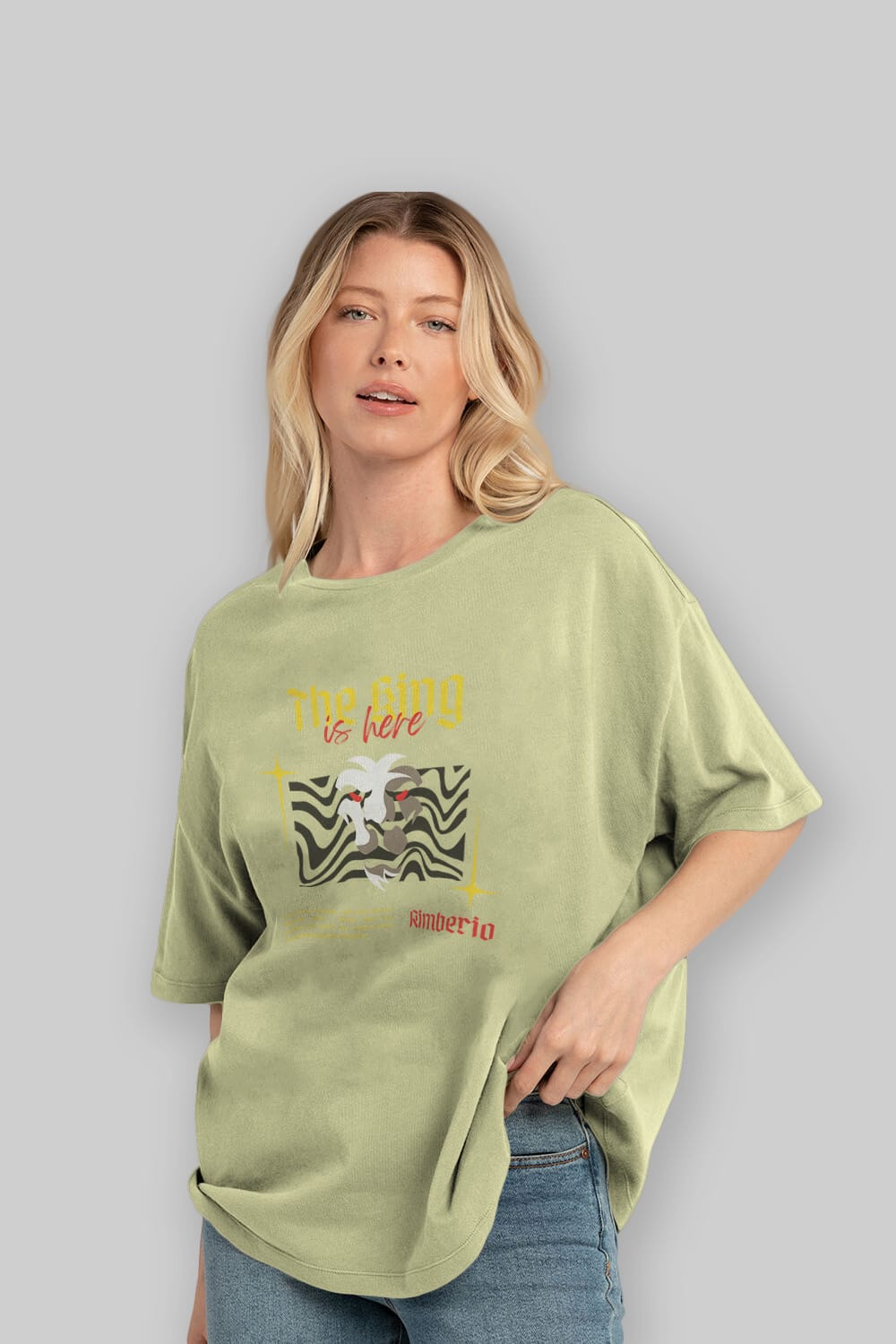 The King is Here Yazılı Ön Baskılı Oversize t-shirt Erkek Kadın Unisex