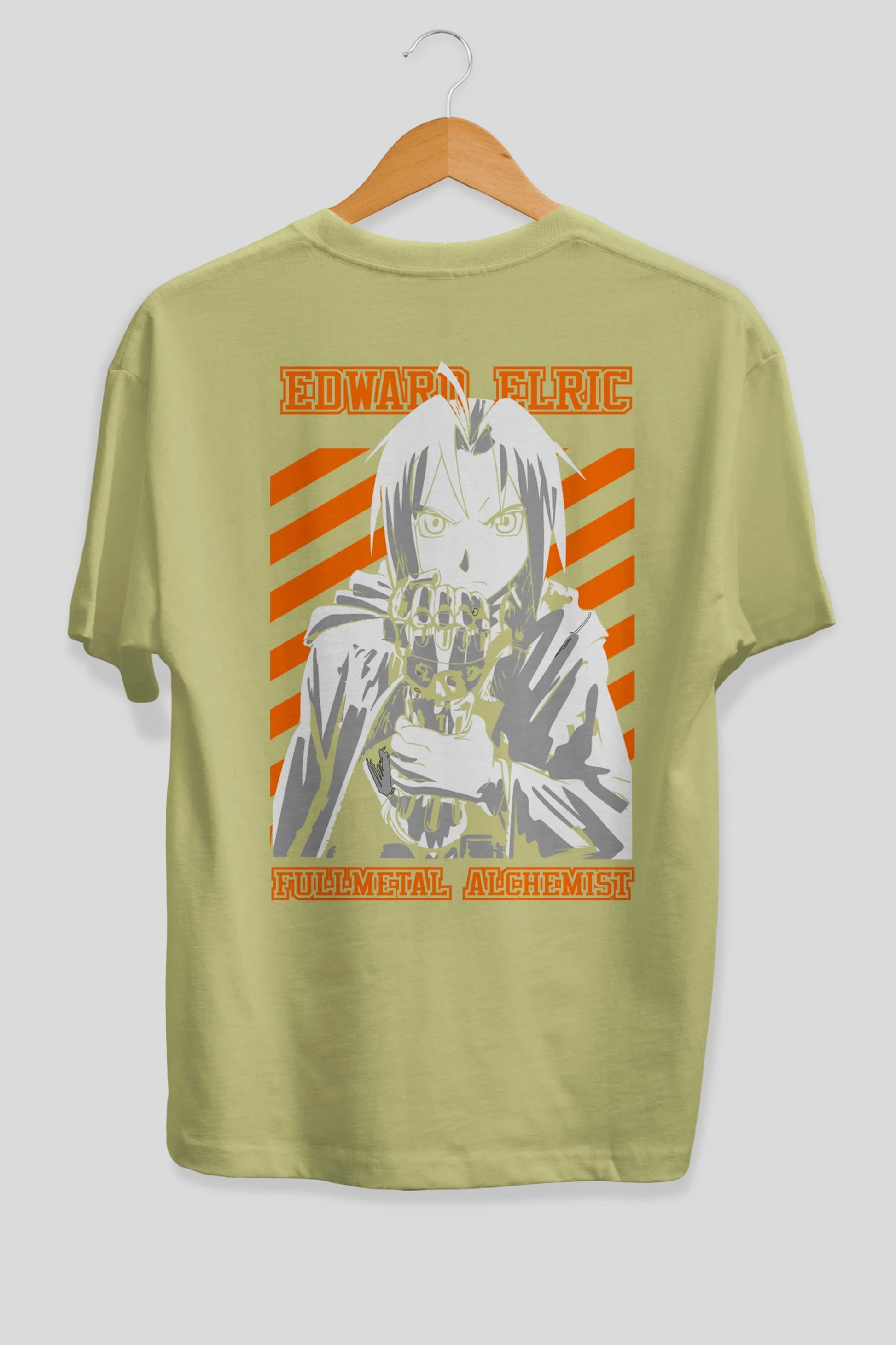 EDWARD ELRIC Anime Arka Baskılı Oversize t-shirt Erkek Kadın Unisex