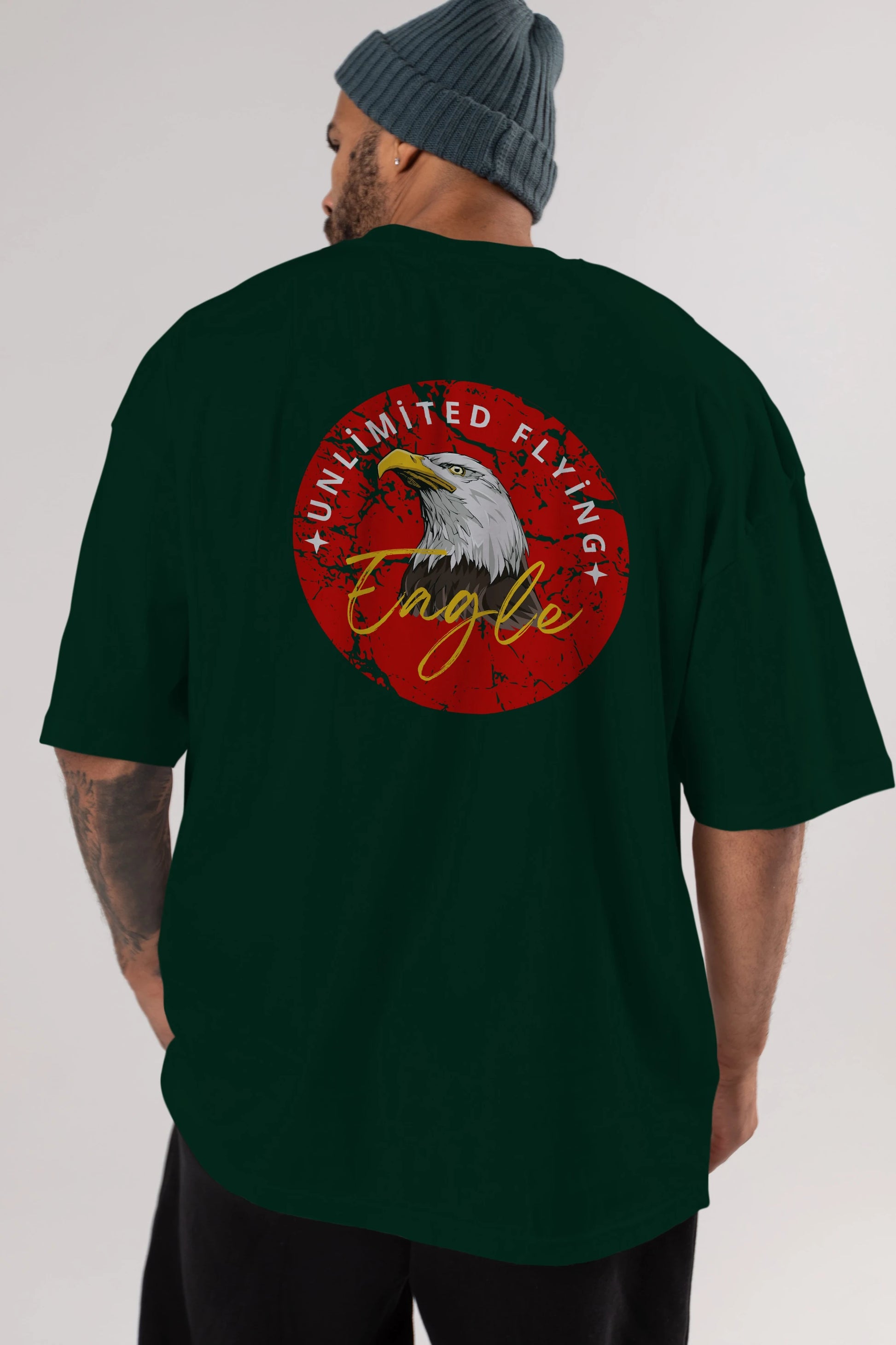 Unlimited Flying Yazılı Arka Baskılı Oversize t-shirt Erkek Kadın Unisex