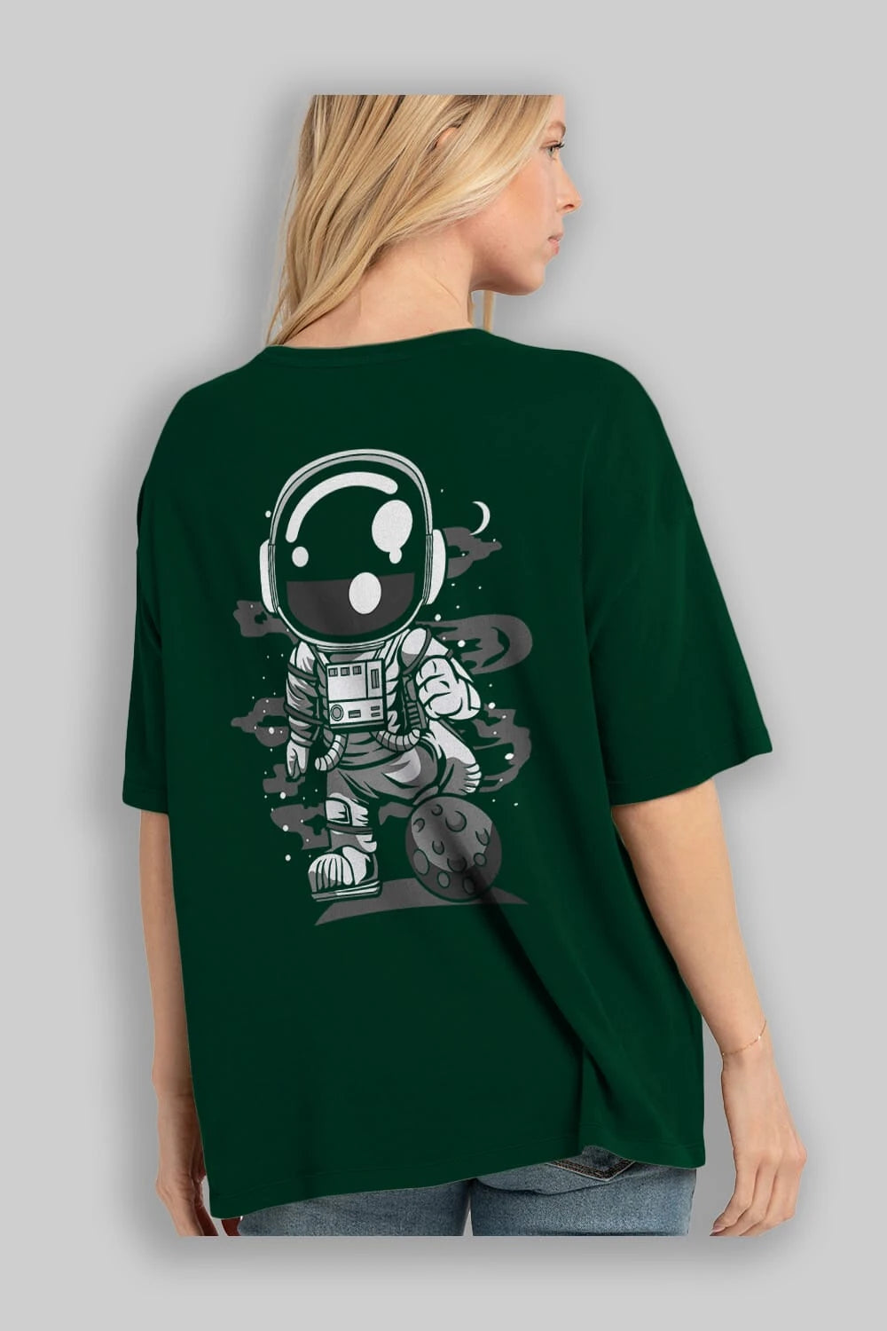 Astronaut Soccer Arka Baskılı Oversize t-shirt Erkek Kadın Unisex