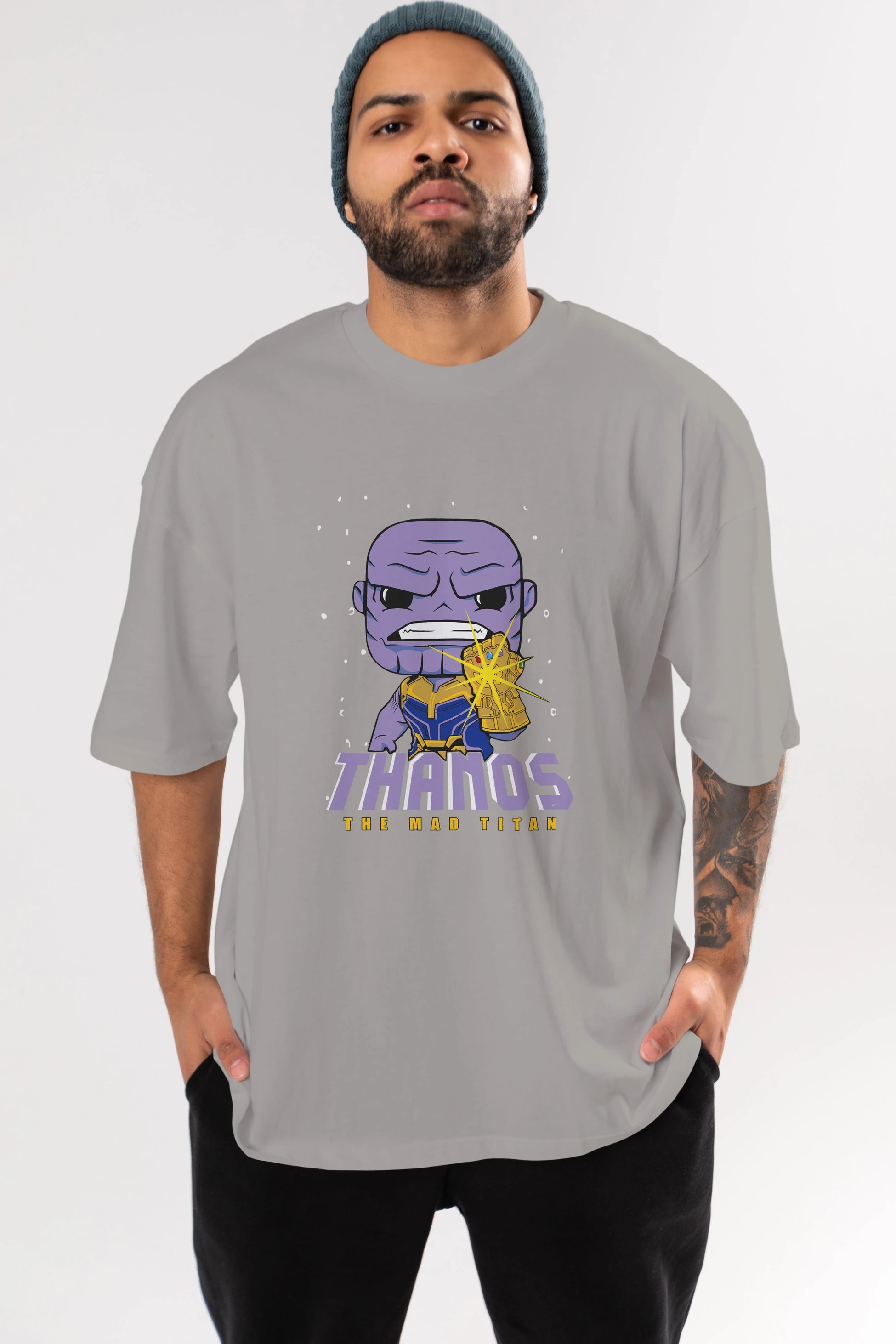 Thanos (1) Ön Baskılı Oversize t-shirt Erkek Kadın Unisex %100 Pamuk Bisiklet Yaka tişort