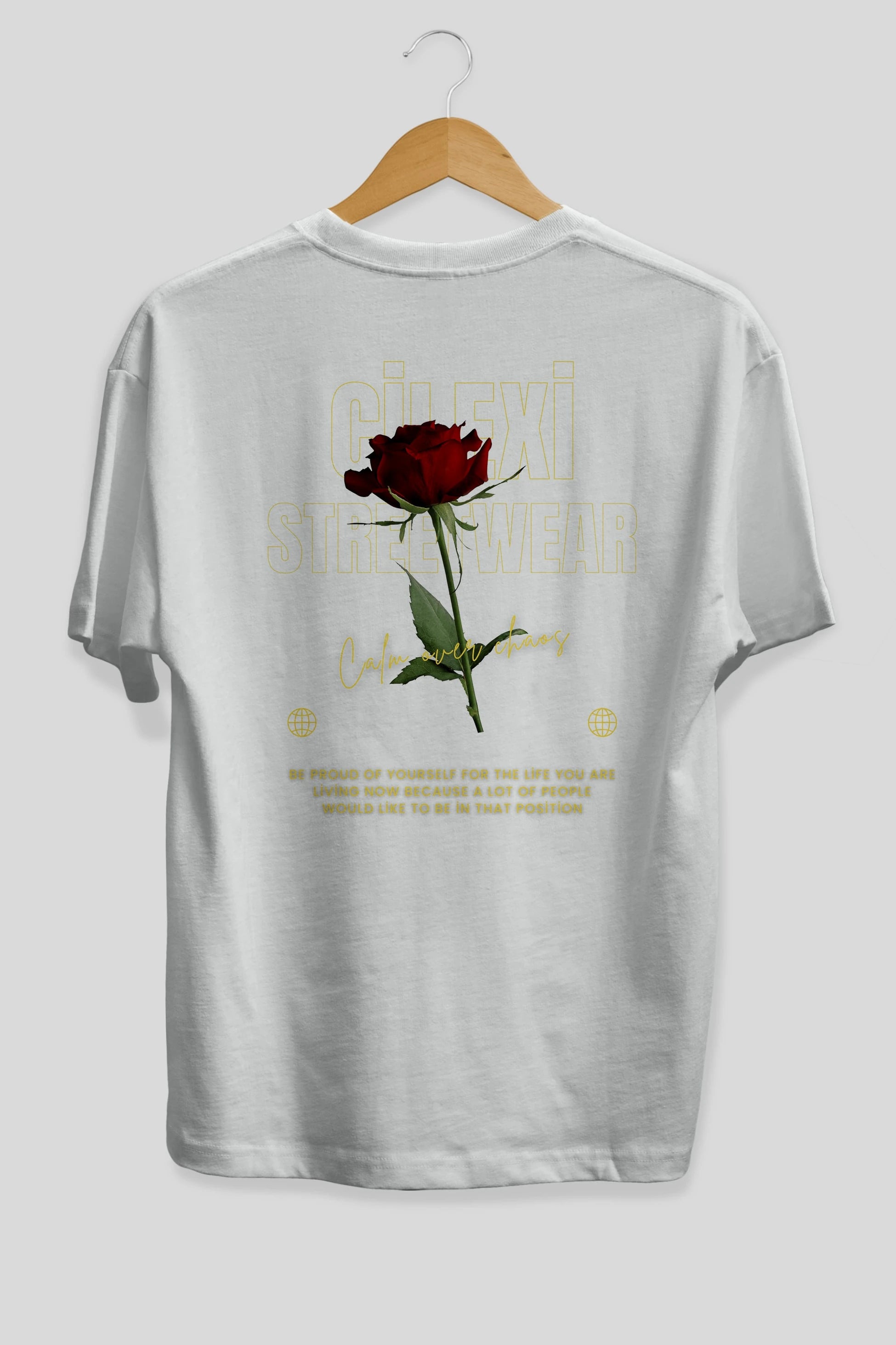 Rose Cilexi Streetwear Arka Baskılı Oversize t-shirt Erkek Kadın Unisex