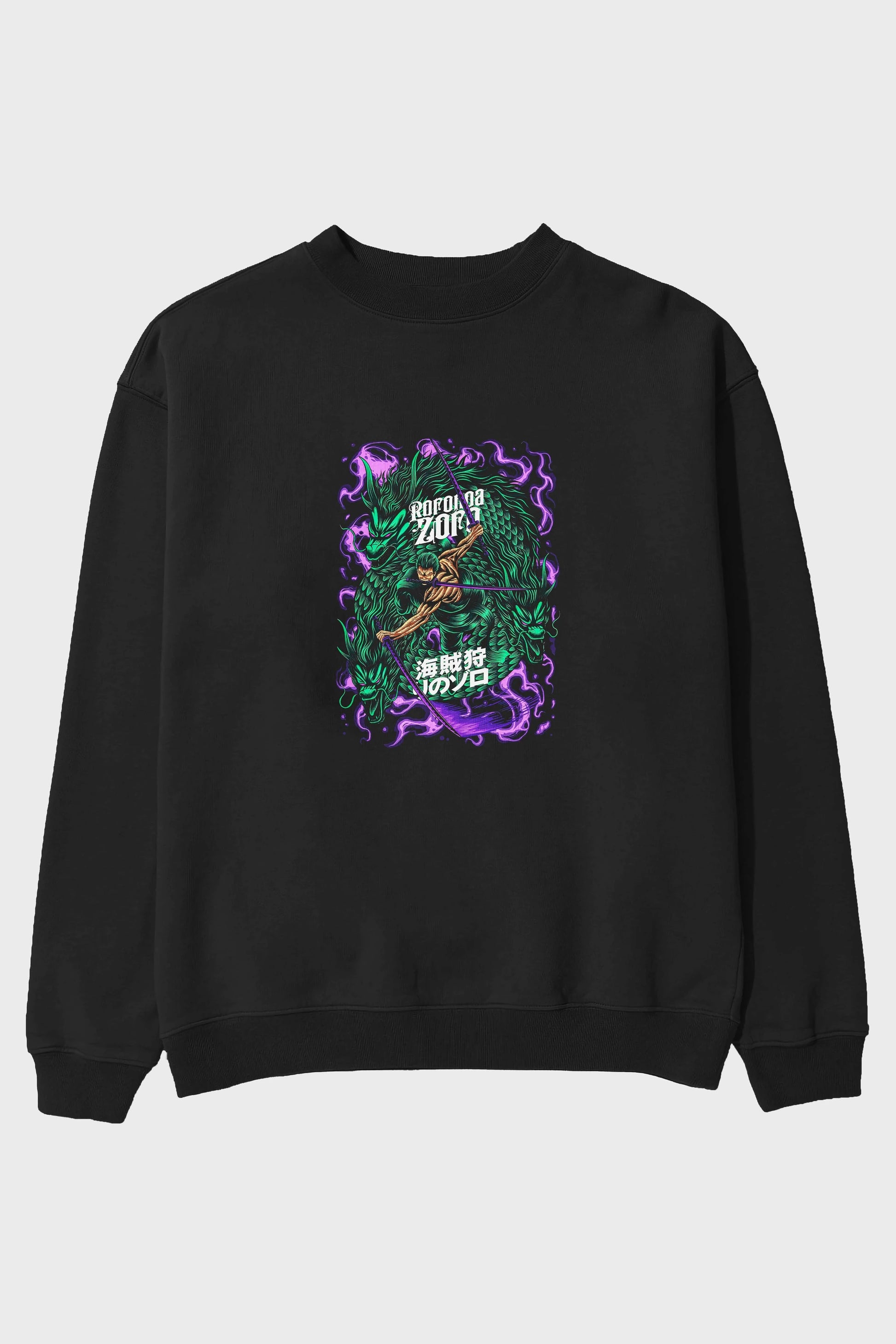 RORONOA ZORO 5 Anime Ön Baskılı Oversize Sweatshirt Erkek Kadın Unisex