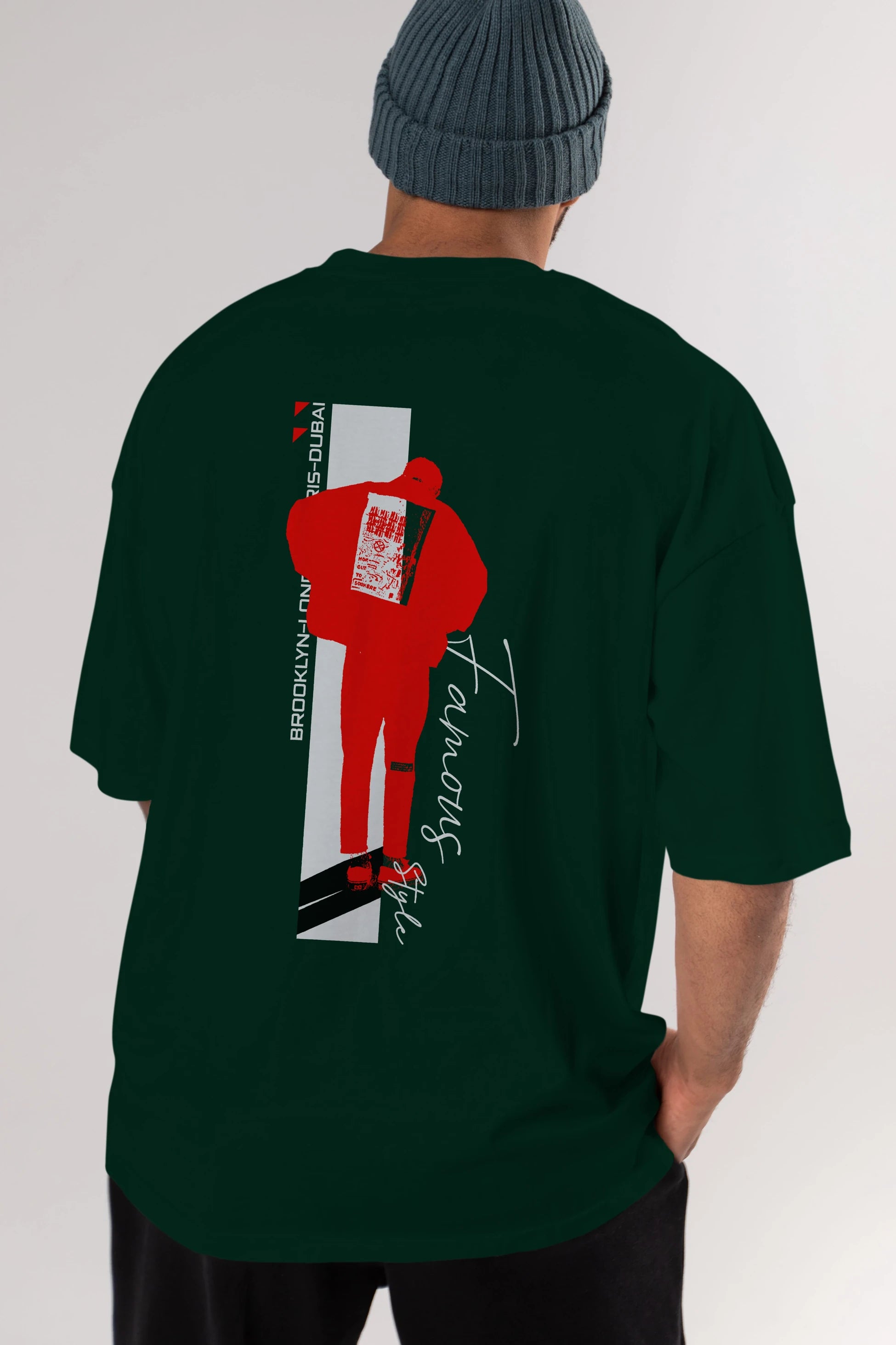 Brooklyn Style Arka Baskılı Oversize t-shirt Erkek Kadın Unisex