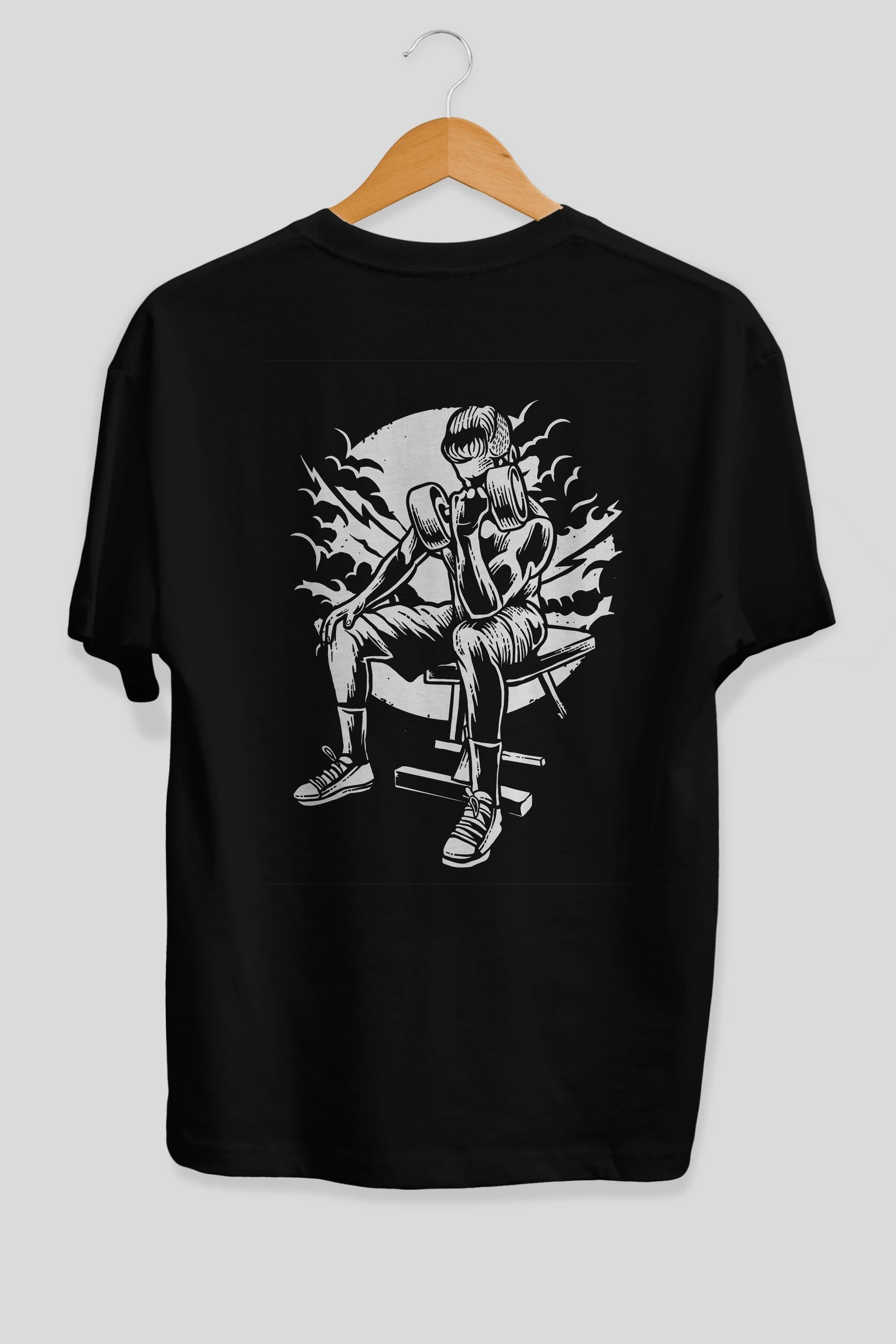 No Pain No Gain Arka Baskılı Oversize t-shirt Erkek Kadın Unisex %100 Pamuk