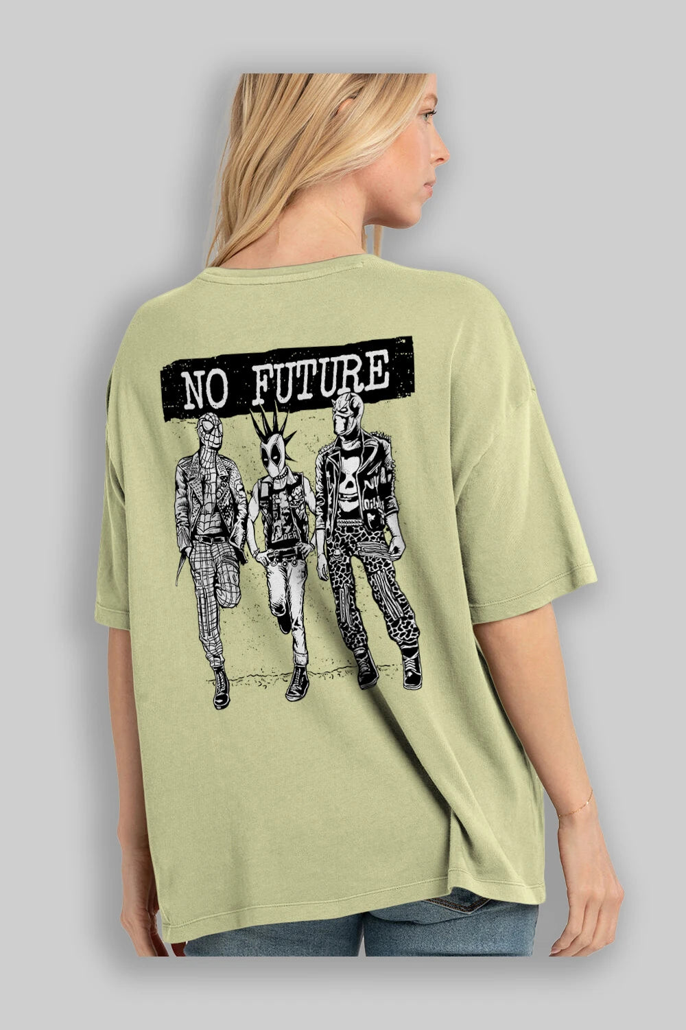 No Future Arka Baskılı Oversize t-shirt Erkek Kadın Unisex %100 Pamuk