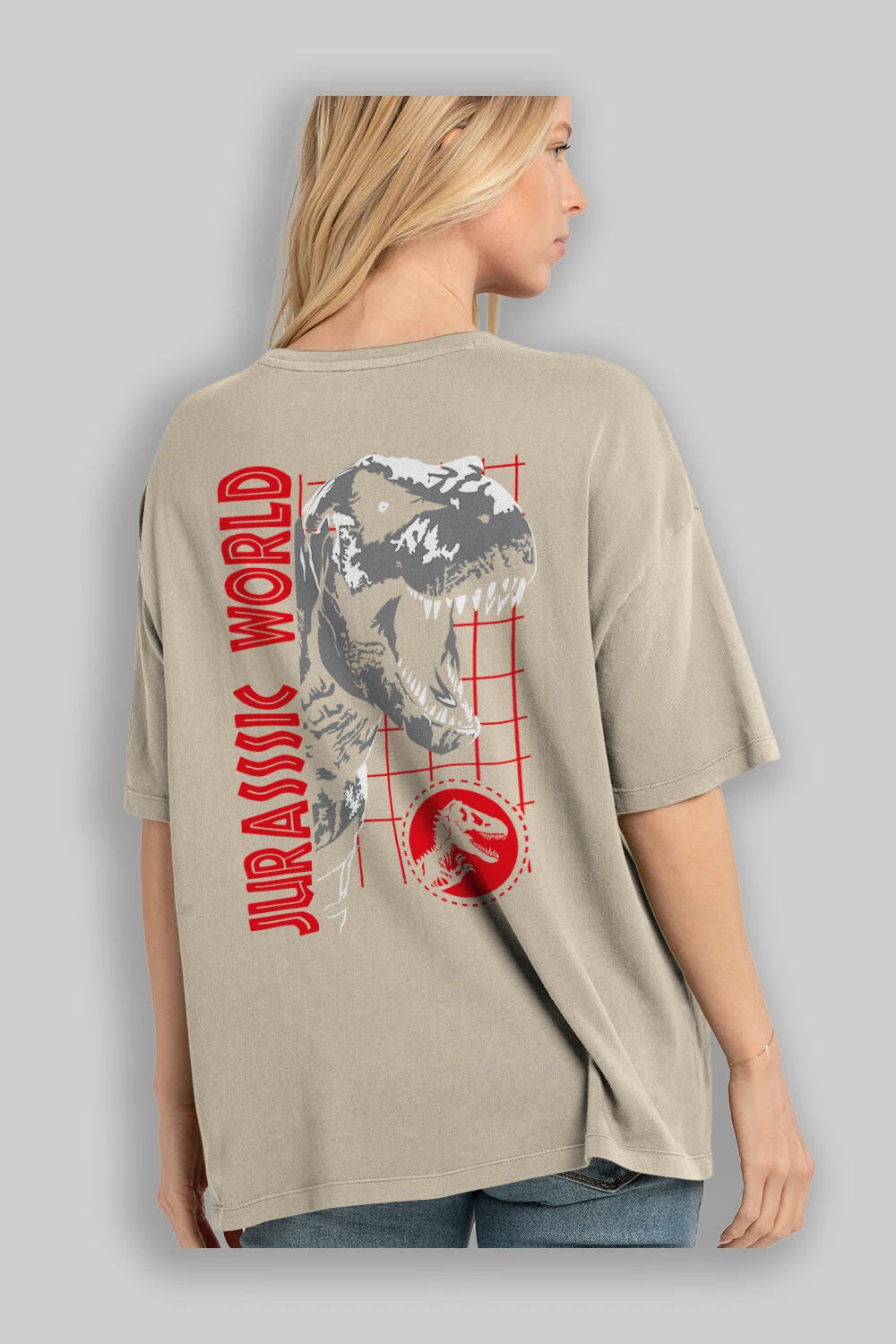 Jurassic Park (2) Arka Baskılı Oversize t-shirt Erkek Kadın Unisex %100 Pamuk Bisiklet Yaka tişort