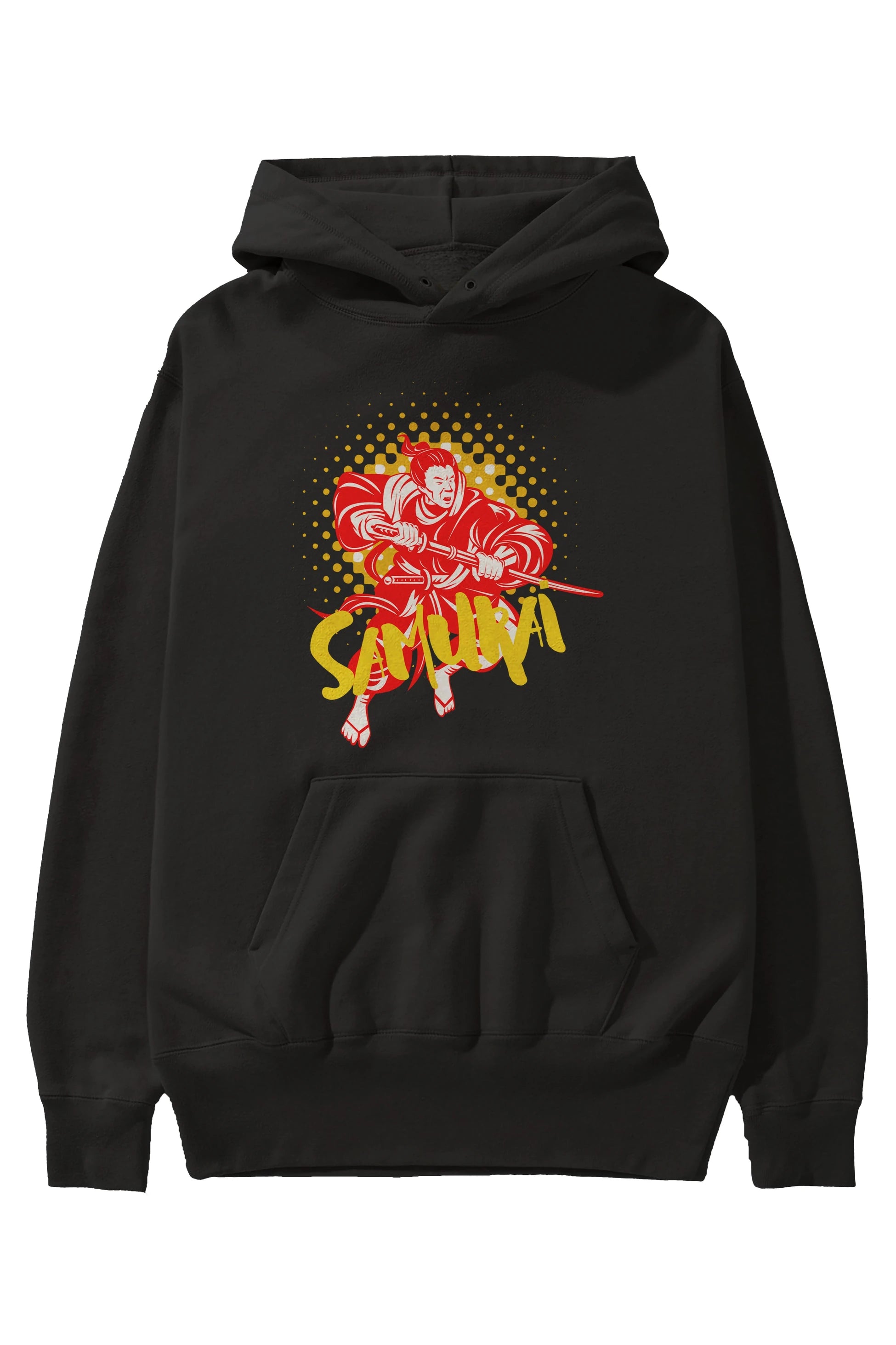 Samurai Ön Baskılı Oversize Hoodie Kapüşonlu Sweatshirt Erkek Kadın Unisex