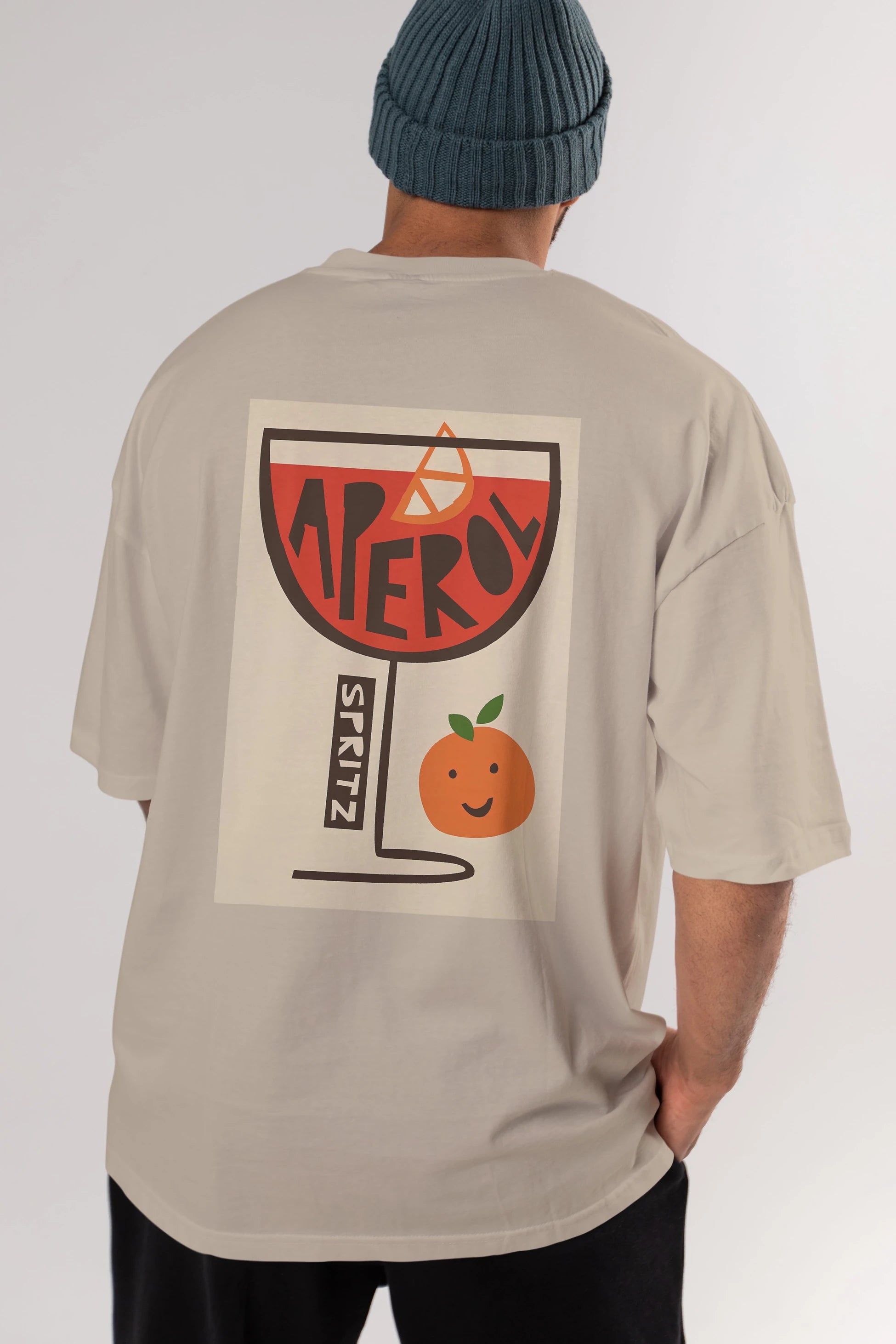 Aperol Spritz 9 Arka Baskılı Oversize t-shirt Erkek Kadın Unisex %100 Pamuk Bisiklet Yaka tişort