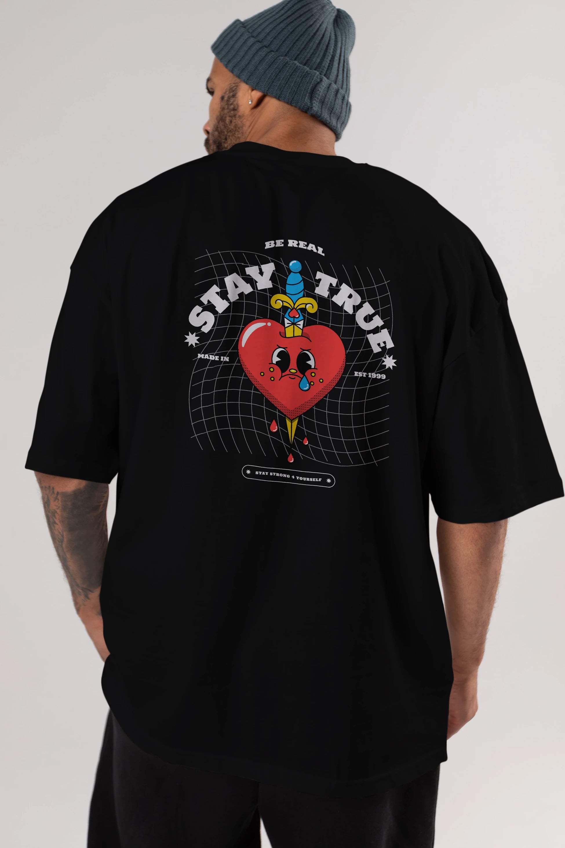 Stay True Arka Baskılı Oversize t-shirt Erkek Kadın Unisex