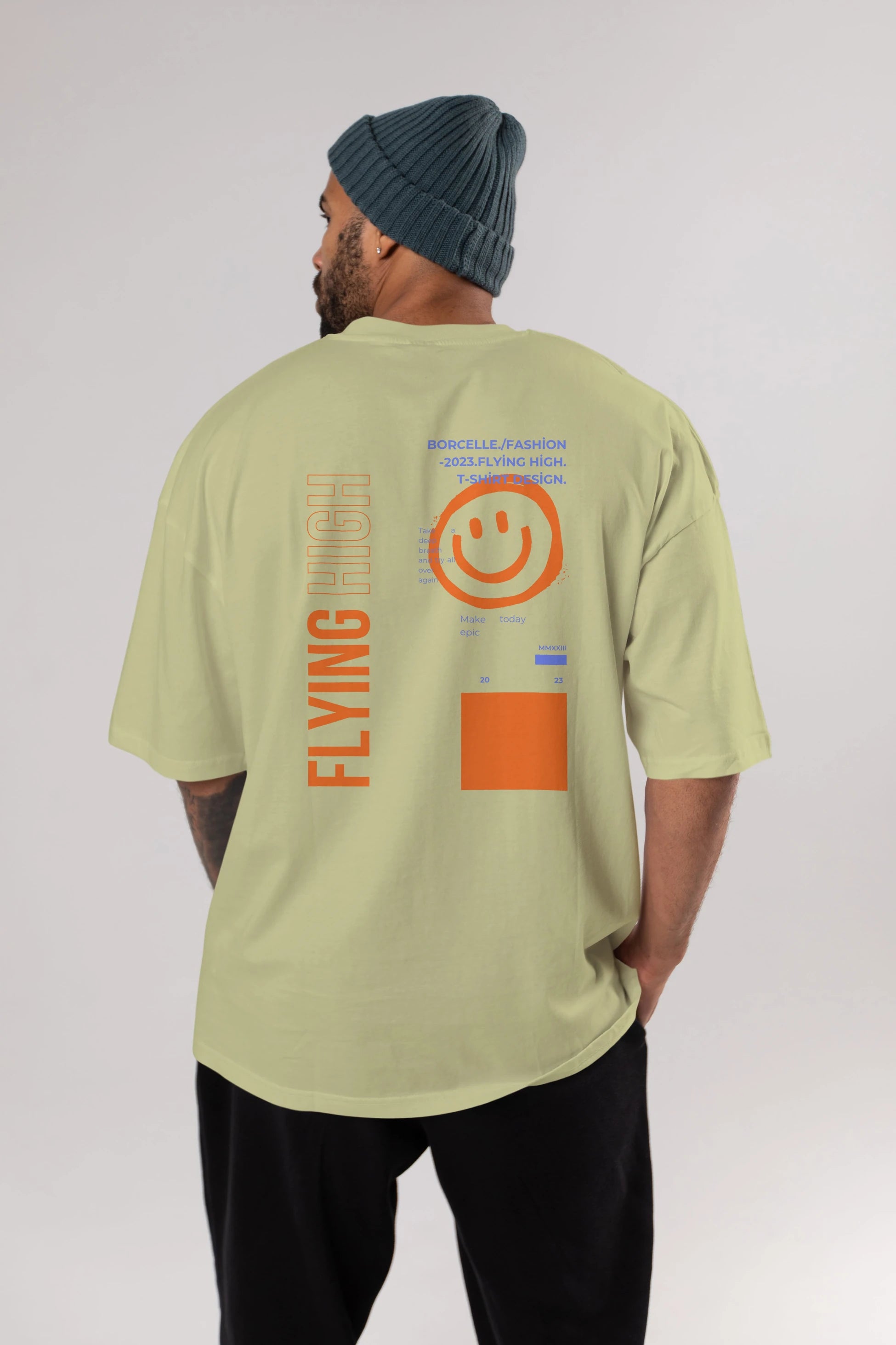 Flying High Yazılı Arka Baskılı Oversize t-shirt Erkek Kadın Unisex