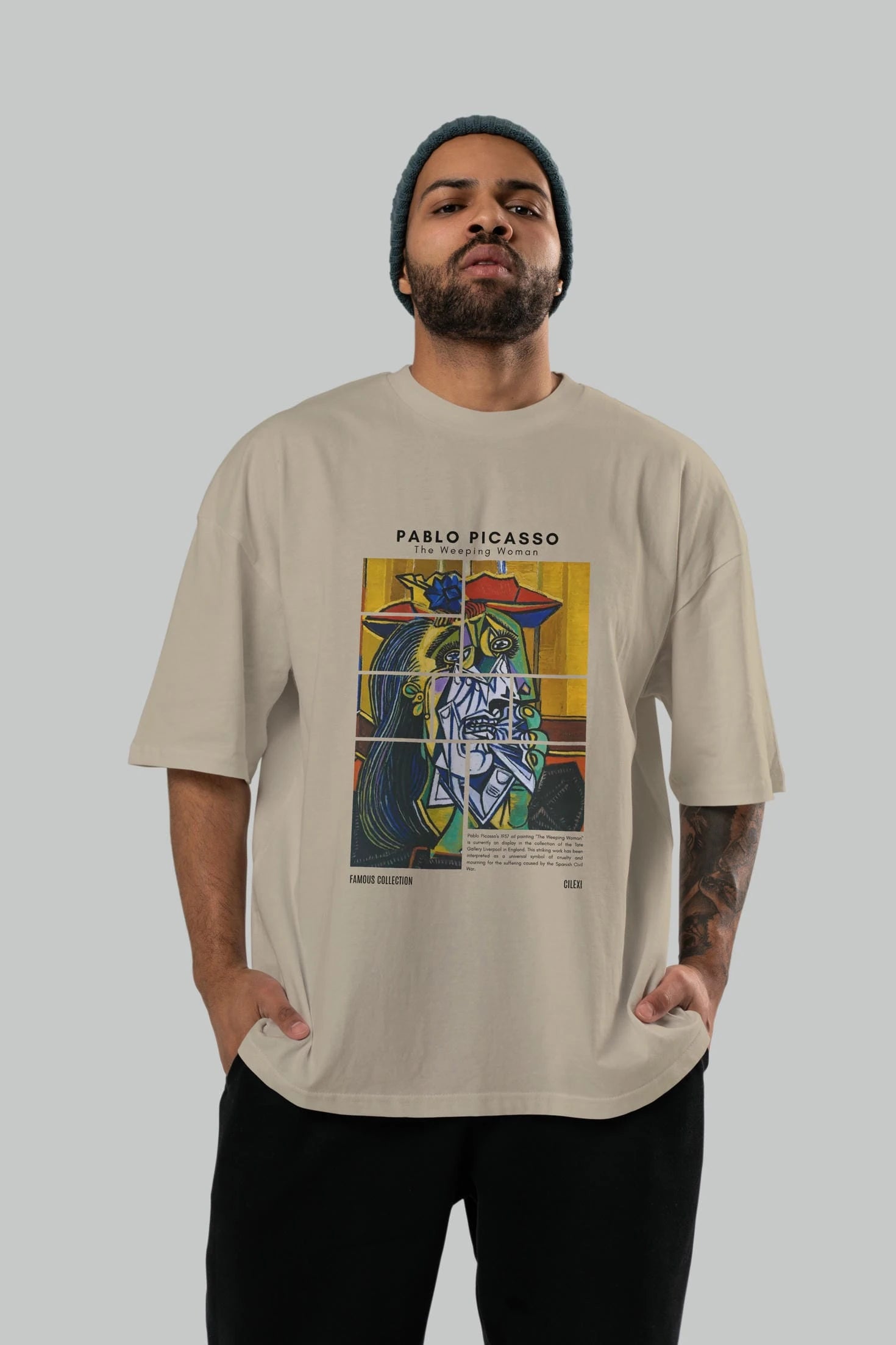 Pablo Picasso ön Baskılı Oversize t-shirt Erkek Kadın Bisiklet Yaka Pamuk tişort
