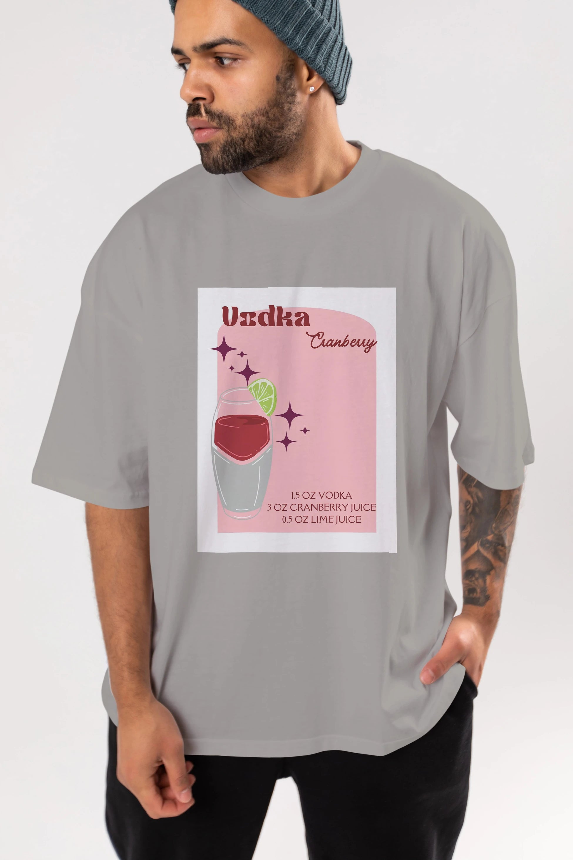 Vodka Cranberry 2 Ön Baskılı Oversize t-shirt Erkek Kadın Unisex %100 Pamuk Bisiklet Yaka tişort