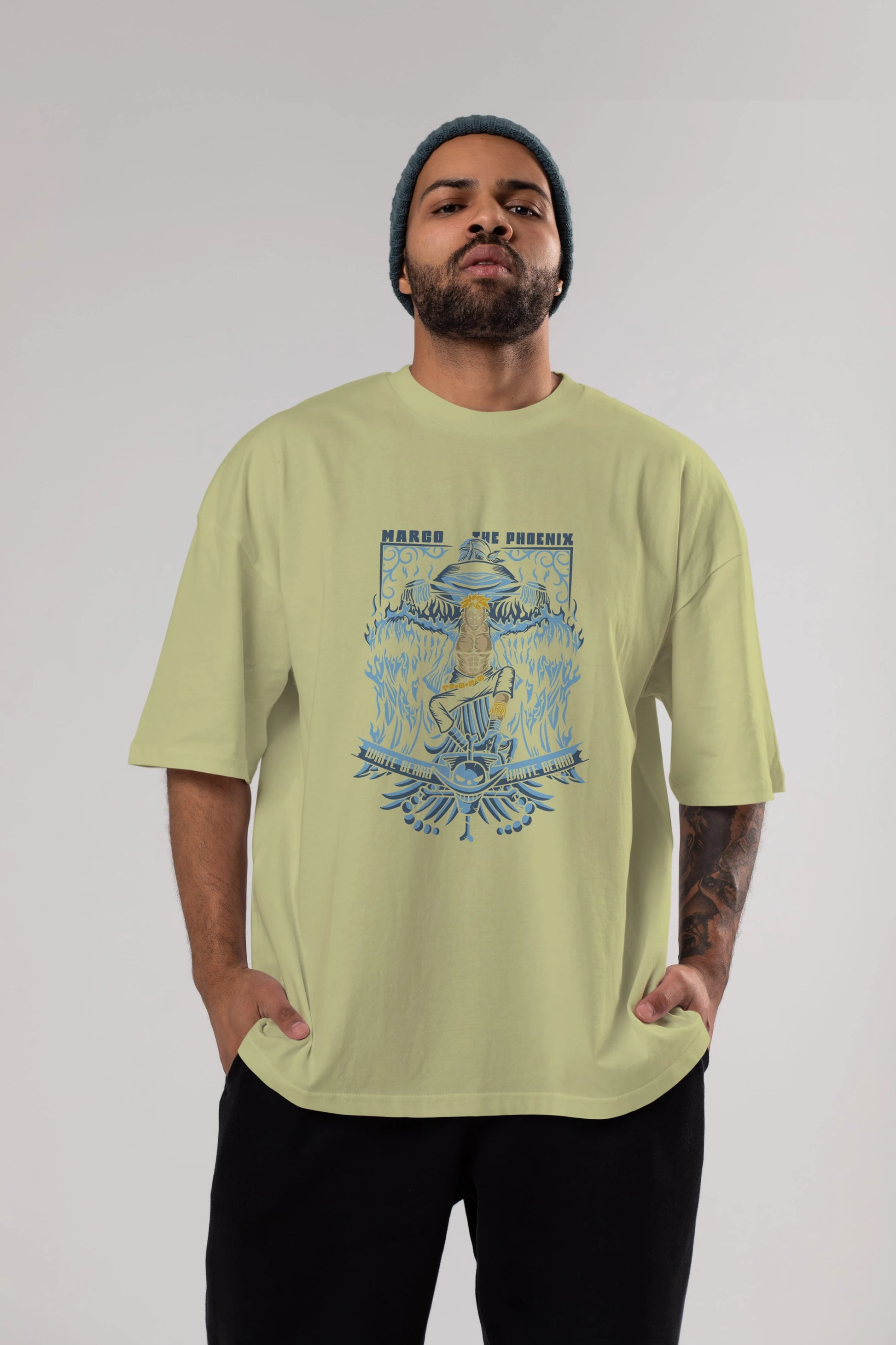 MARCO EL FENIX One Piece Anime Ön Baskılı Oversize t-shirt %100 pamuk Erkek Kadın Unisex