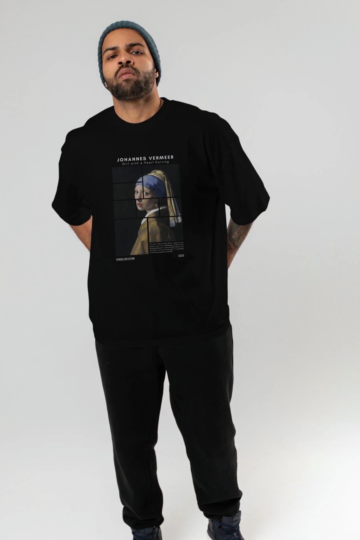Johannes Vermeer ön Baskılı Oversize t-shirt Erkek Kadın Bisiklet Yaka Pamuk tişort