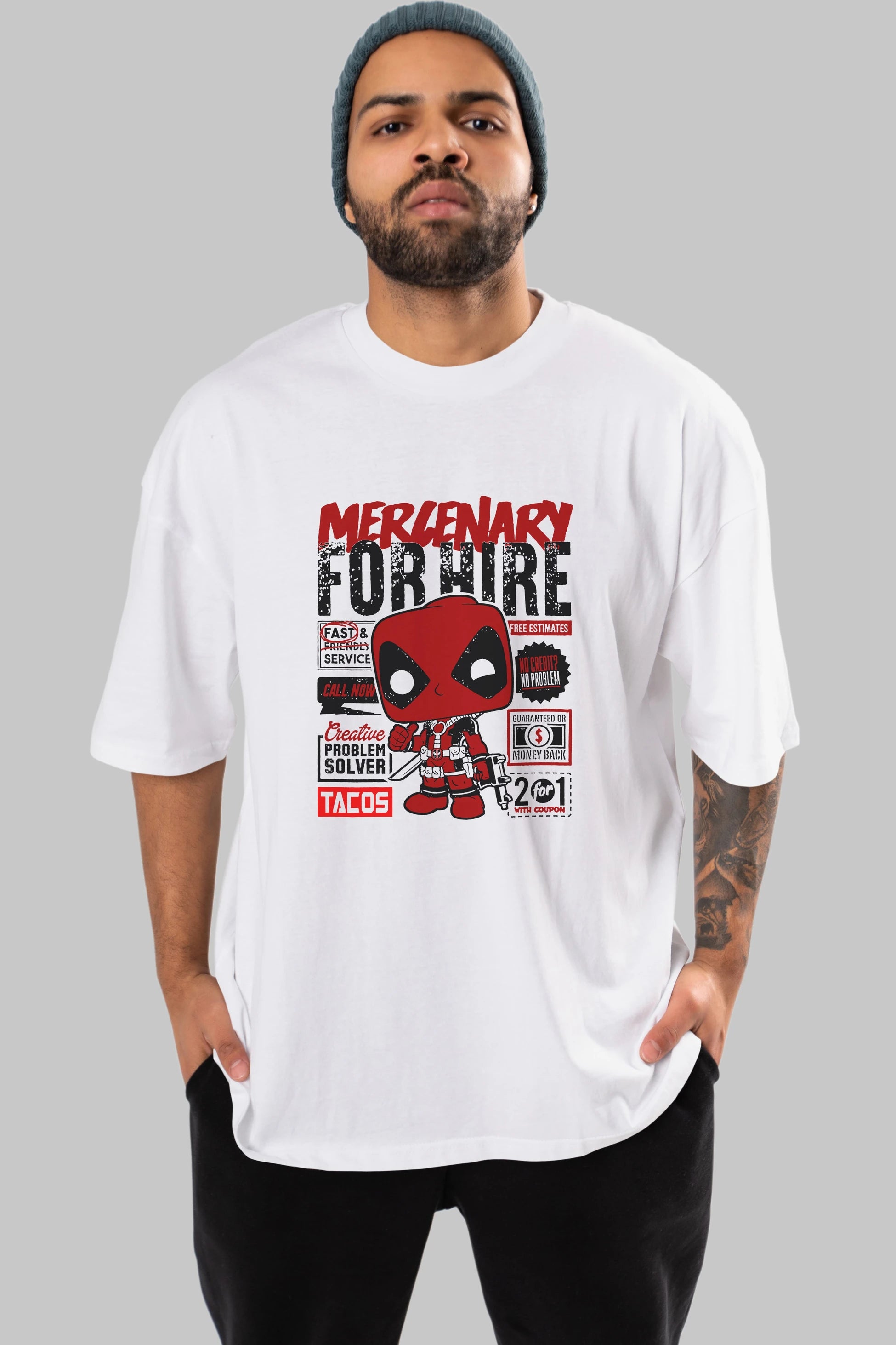 Deadpool (18) Ön Baskılı Oversize t-shirt Erkek Kadın Unisex %100 Pamuk Bisiklet Yaka tişort