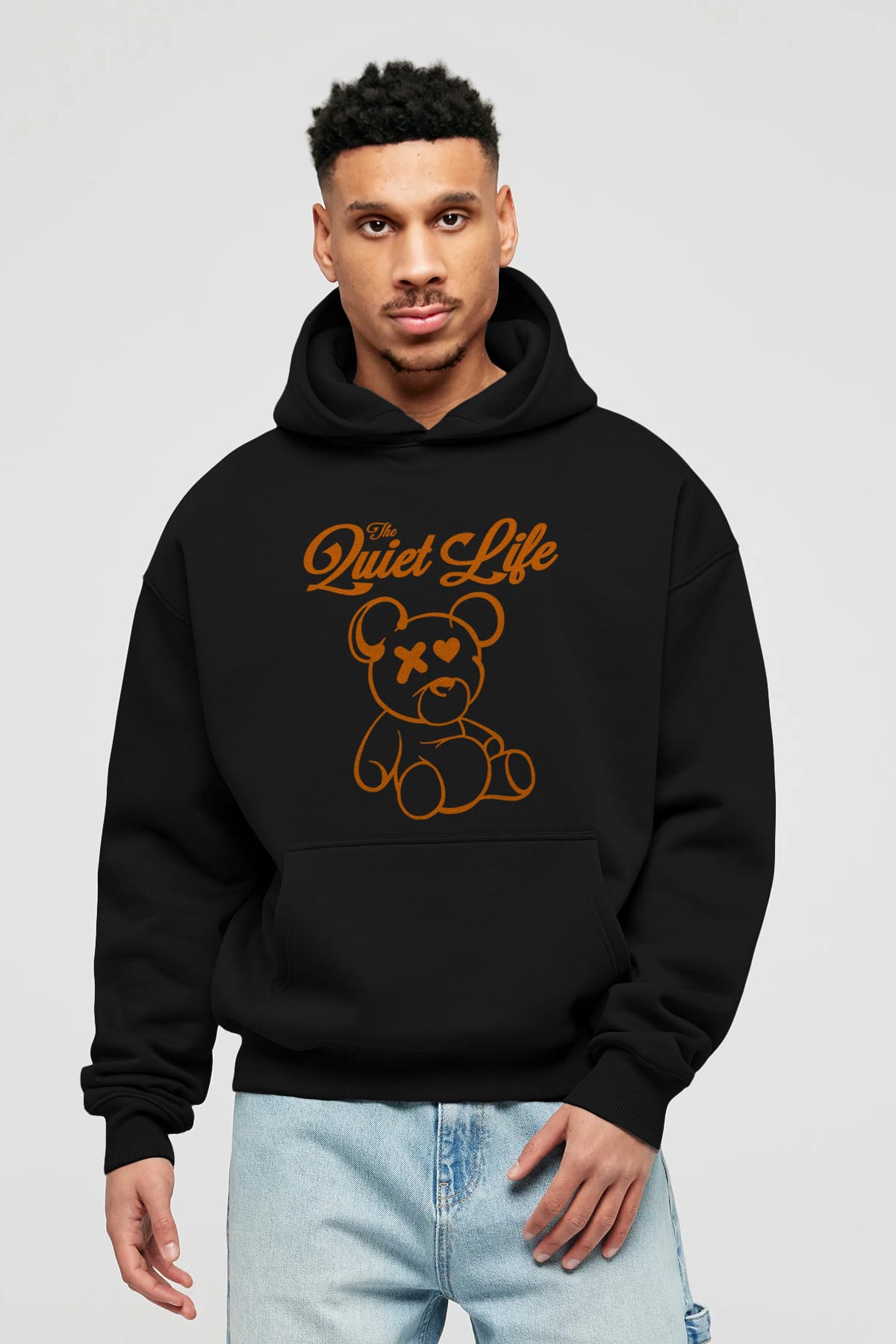 The Life Bear Ön Baskılı Hoodie Oversize Kapüşonlu Sweatshirt Erkek Kadın Unisex