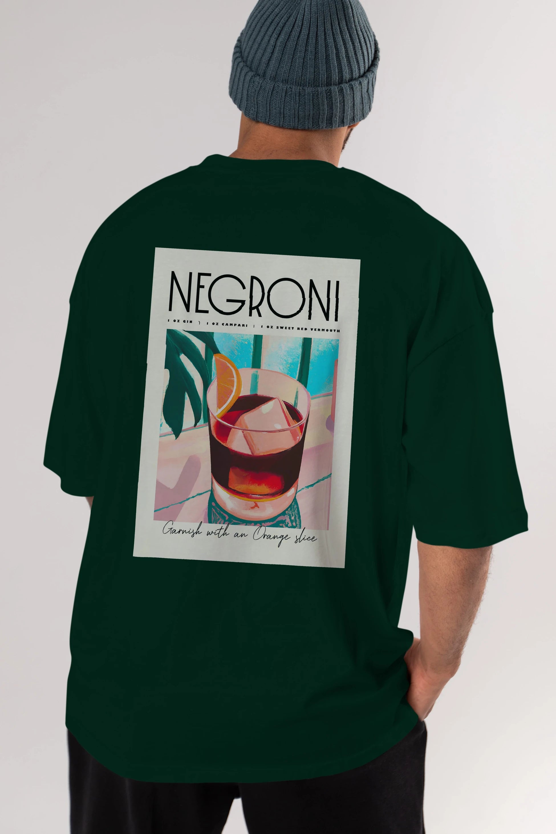 Negroni 4 Arka Baskılı Oversize t-shirt Erkek Kadın Unisex %100 Pamuk Bisiklet Yaka tişort