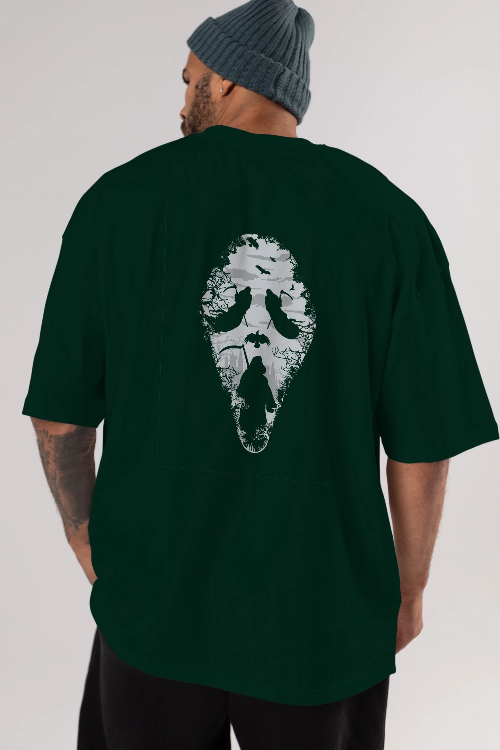 Reaper Scream Arka Baskılı Oversize t-shirt %100 pamuk Erkek Kadın Unisex