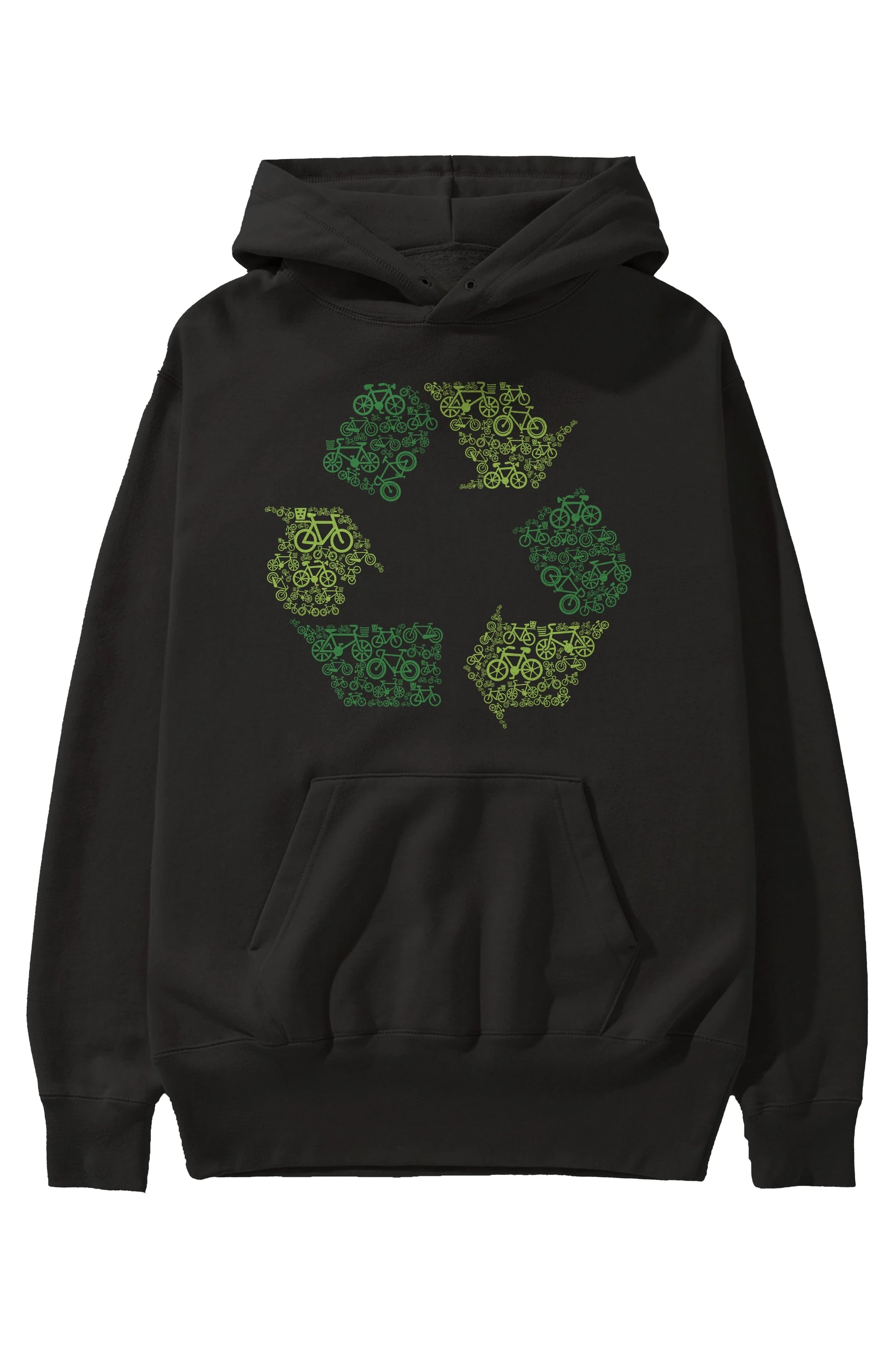 Recycling Ön Baskılı Hoodie Oversize Kapüşonlu Sweatshirt Erkek Kadın Unisex