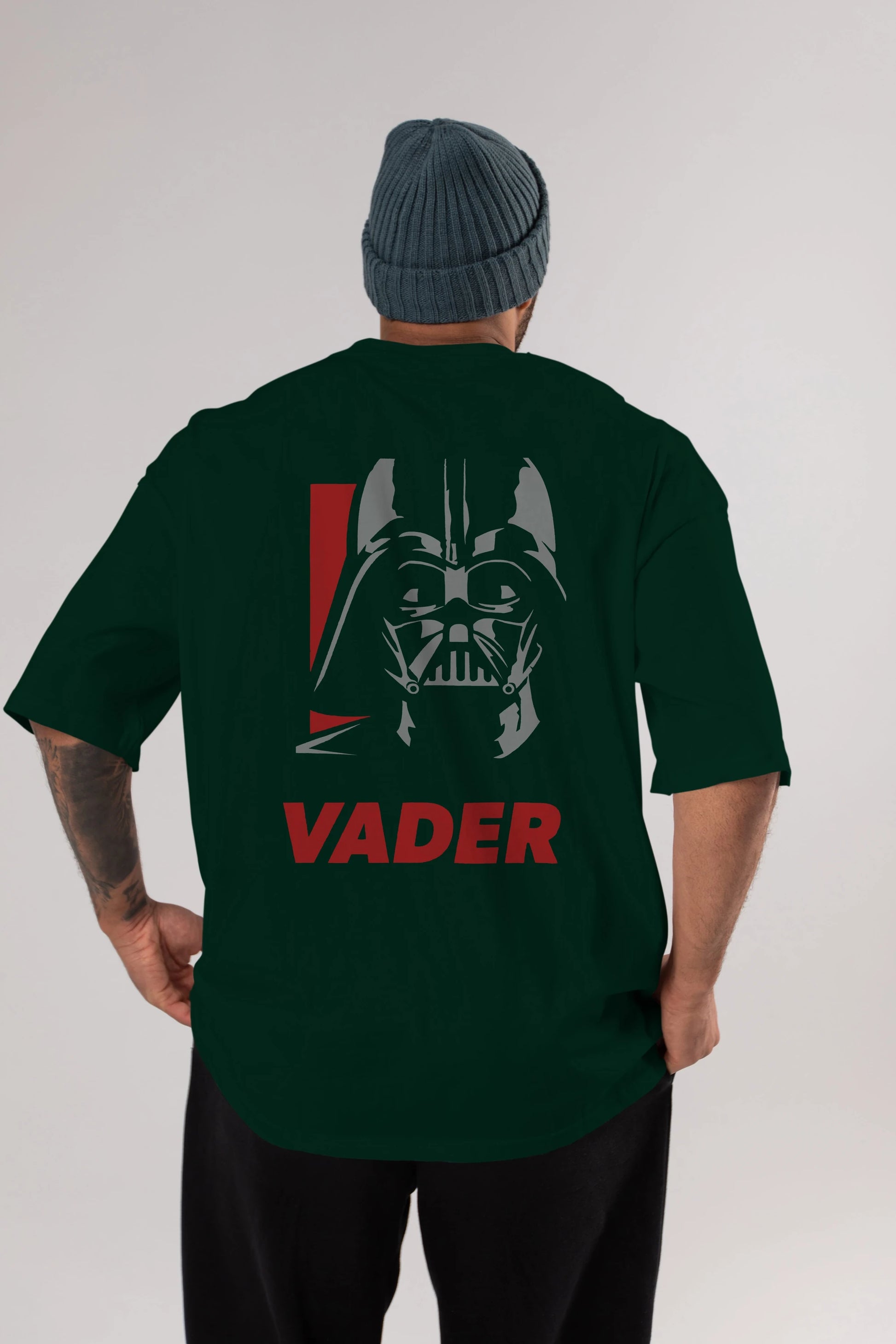 Darth Vader Arka Baskılı Oversize t-shirt Erkek Kadın Unisex %100 Pamuk Bisiklet Yaka tişort