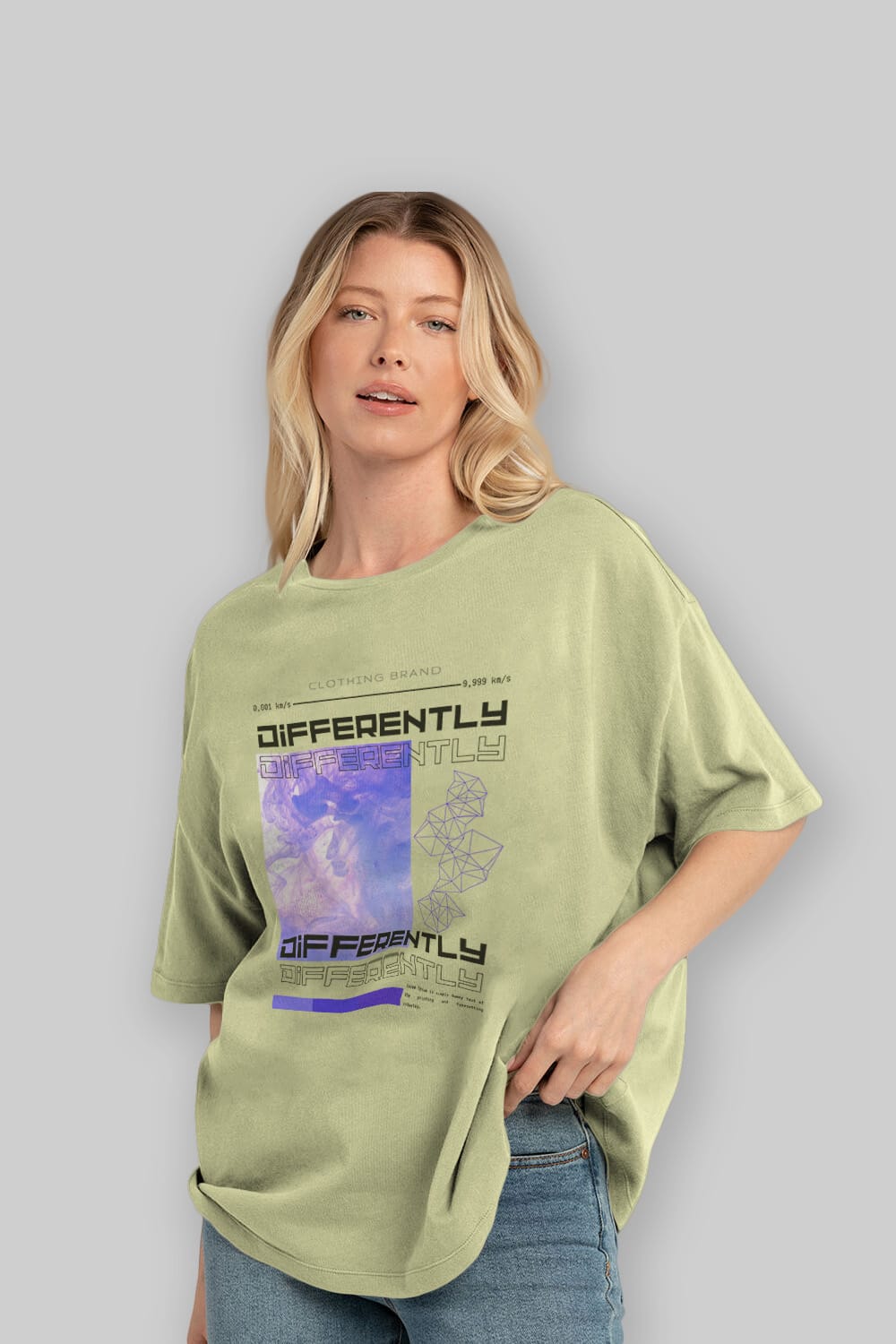 Differently Yazılı Ön Baskılı Oversize t-shirt Erkek Kadın Unisex