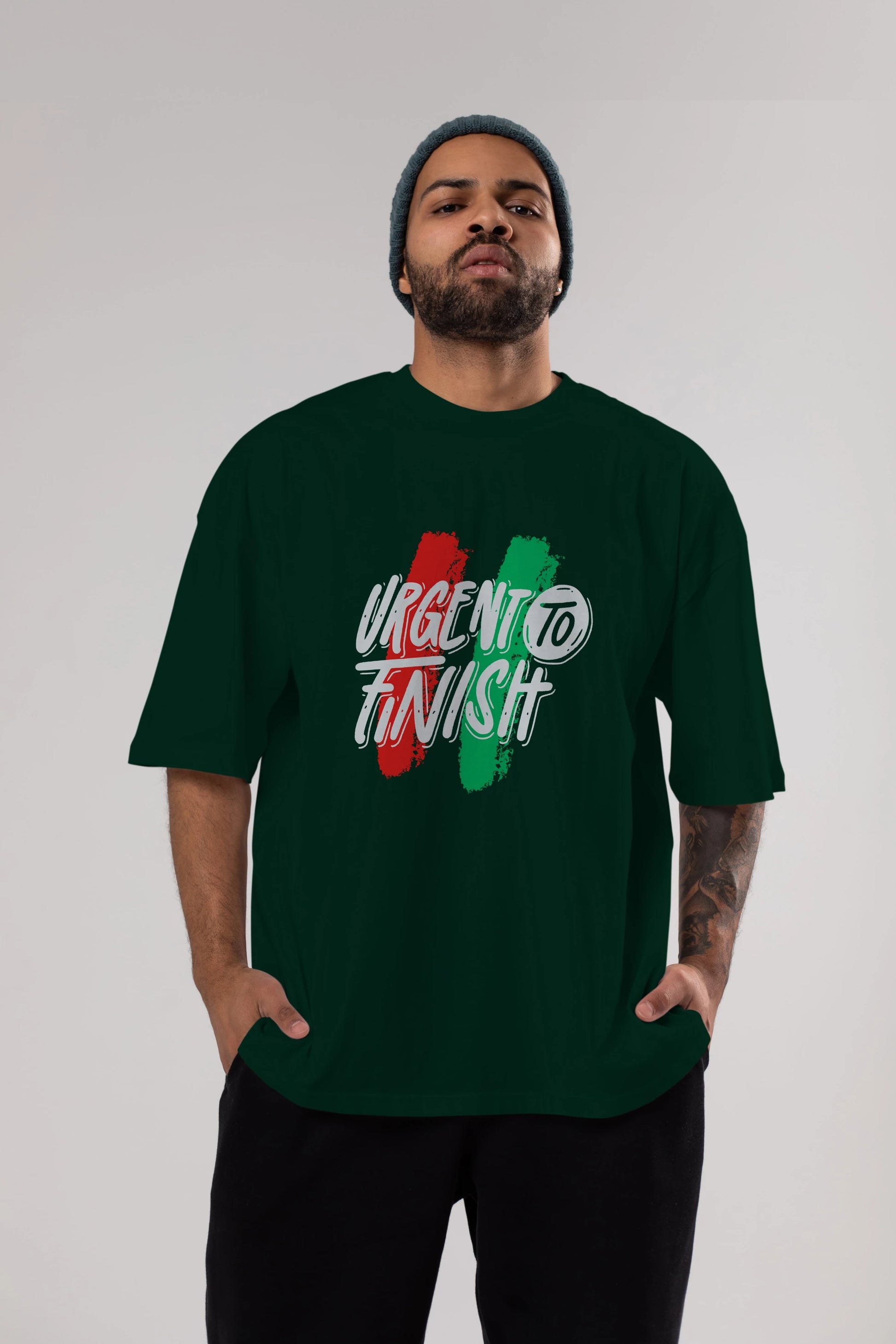 Urgent To Finish Ön Baskılı Oversize t-shirt Erkek Kadın Unisex