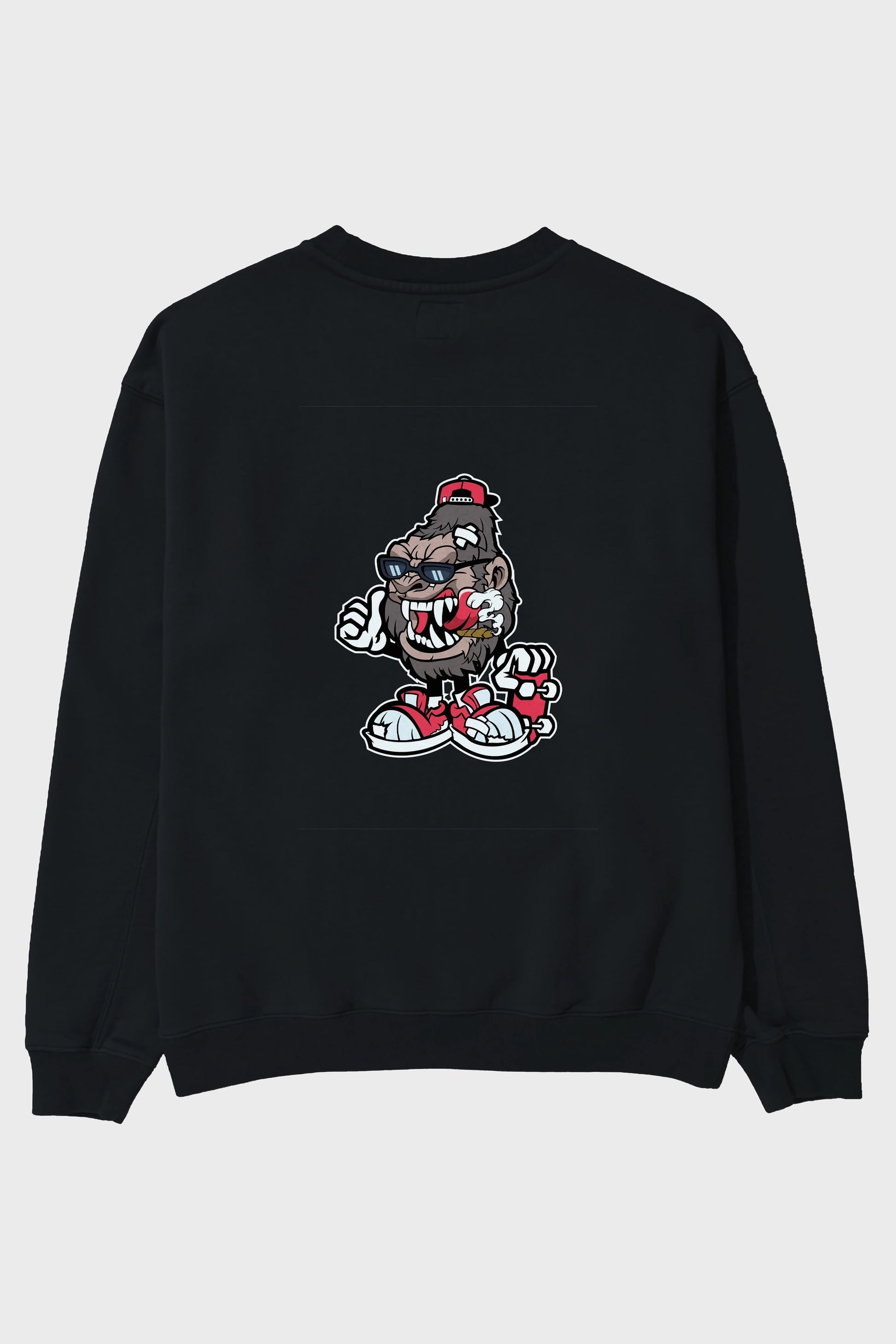 Gorilla Skater Arka Baskılı Oversize Sweatshirt Erkek Kadın Unisex