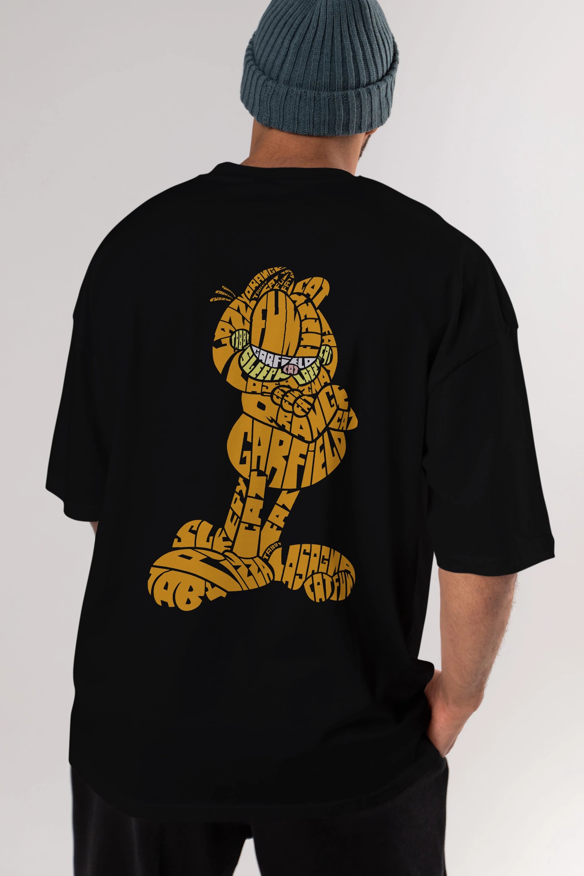 Garfield Arka Baskılı Oversize t-shirt %100 pamuk Erkek Kadın Unisex
