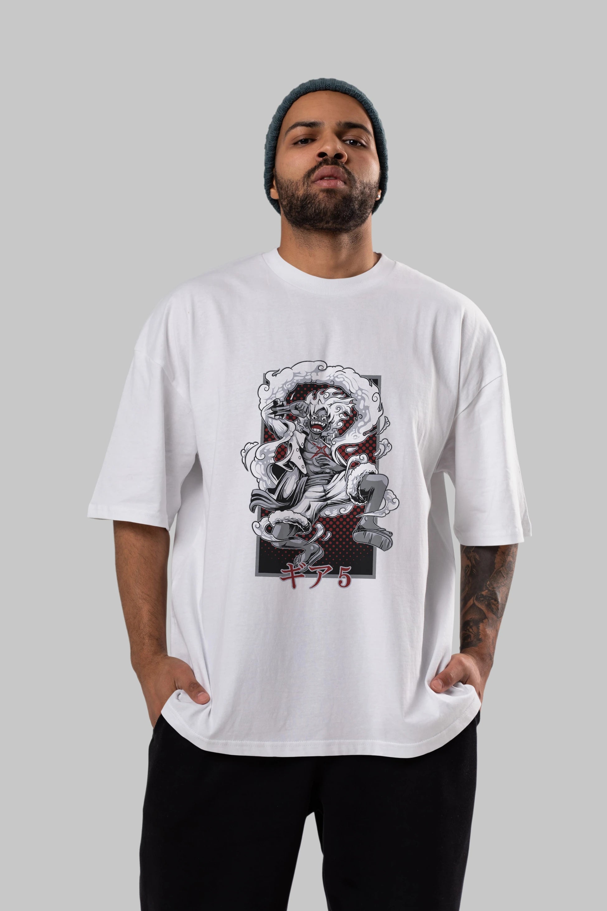 LUFFY GEAR 5 Anime Ön Baskılı Oversize t-shirt %100 pamuk Erkek Kadın Unisex