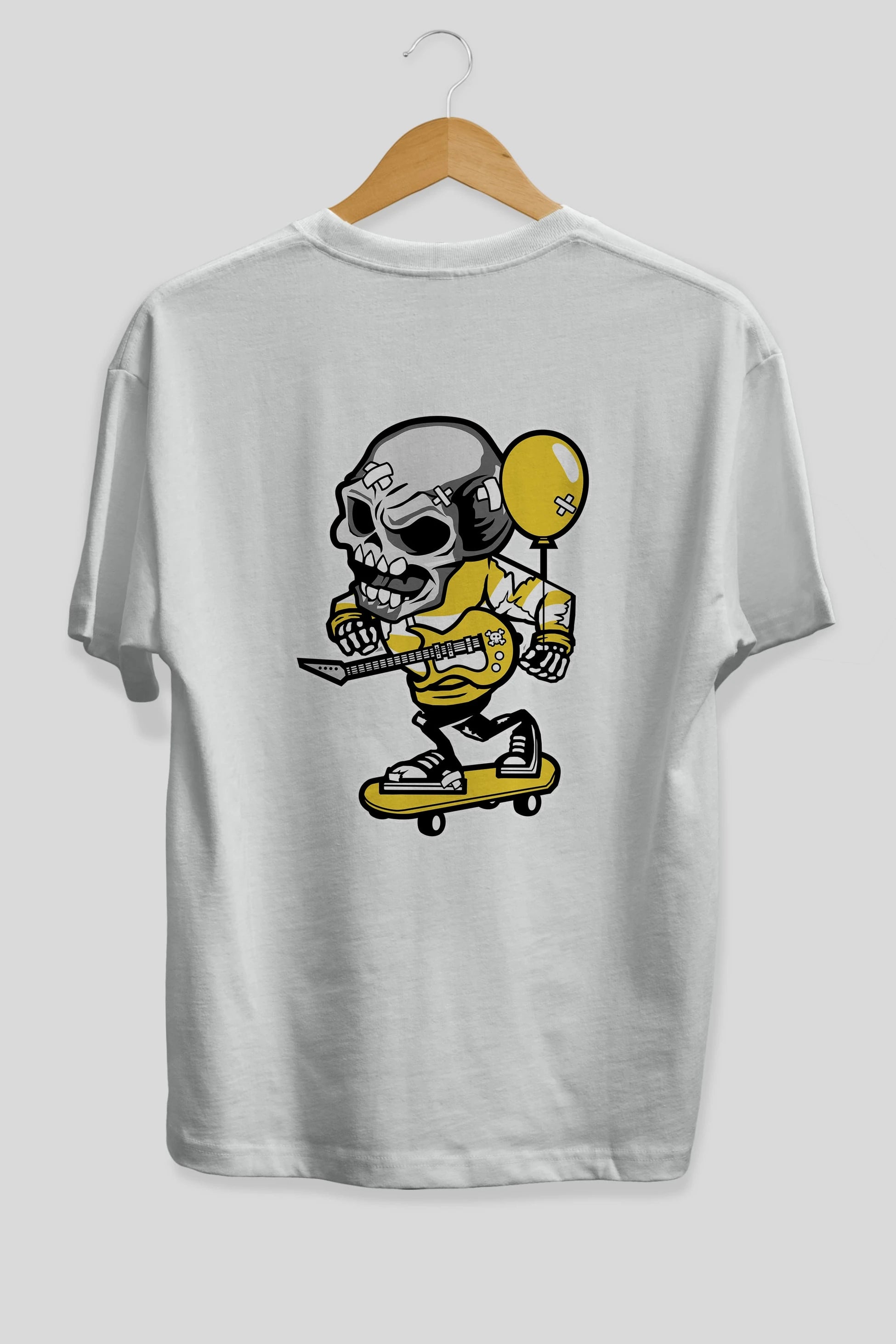 Skull Skater Arka Baskılı Oversize t-shirt Erkek Kadın Unisex %100 Pamuk tişort