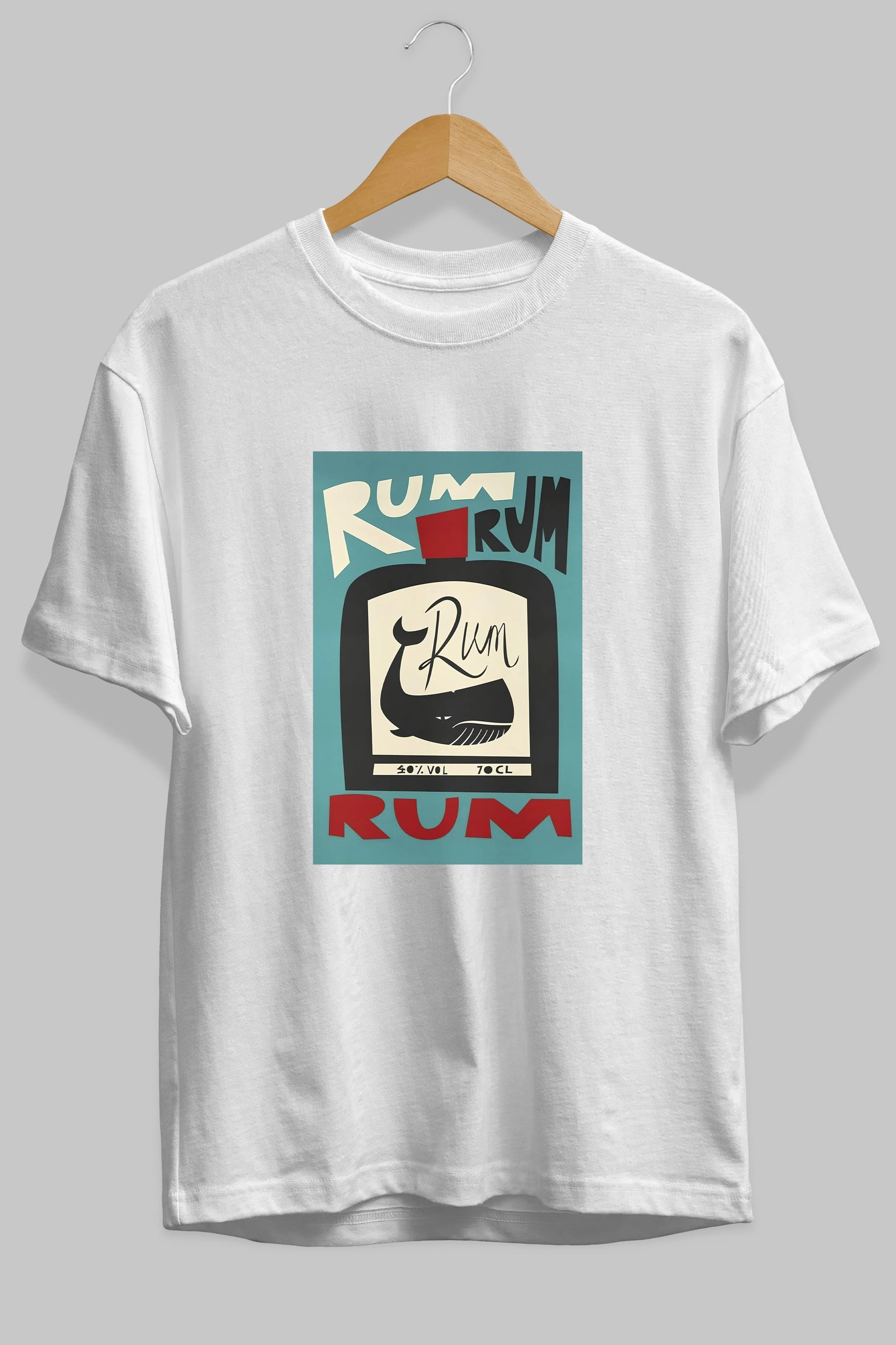 Rum Ön Baskılı Oversize t-shirt Erkek Kadın Unisex %100 Pamuk Bisiklet Yaka tişort