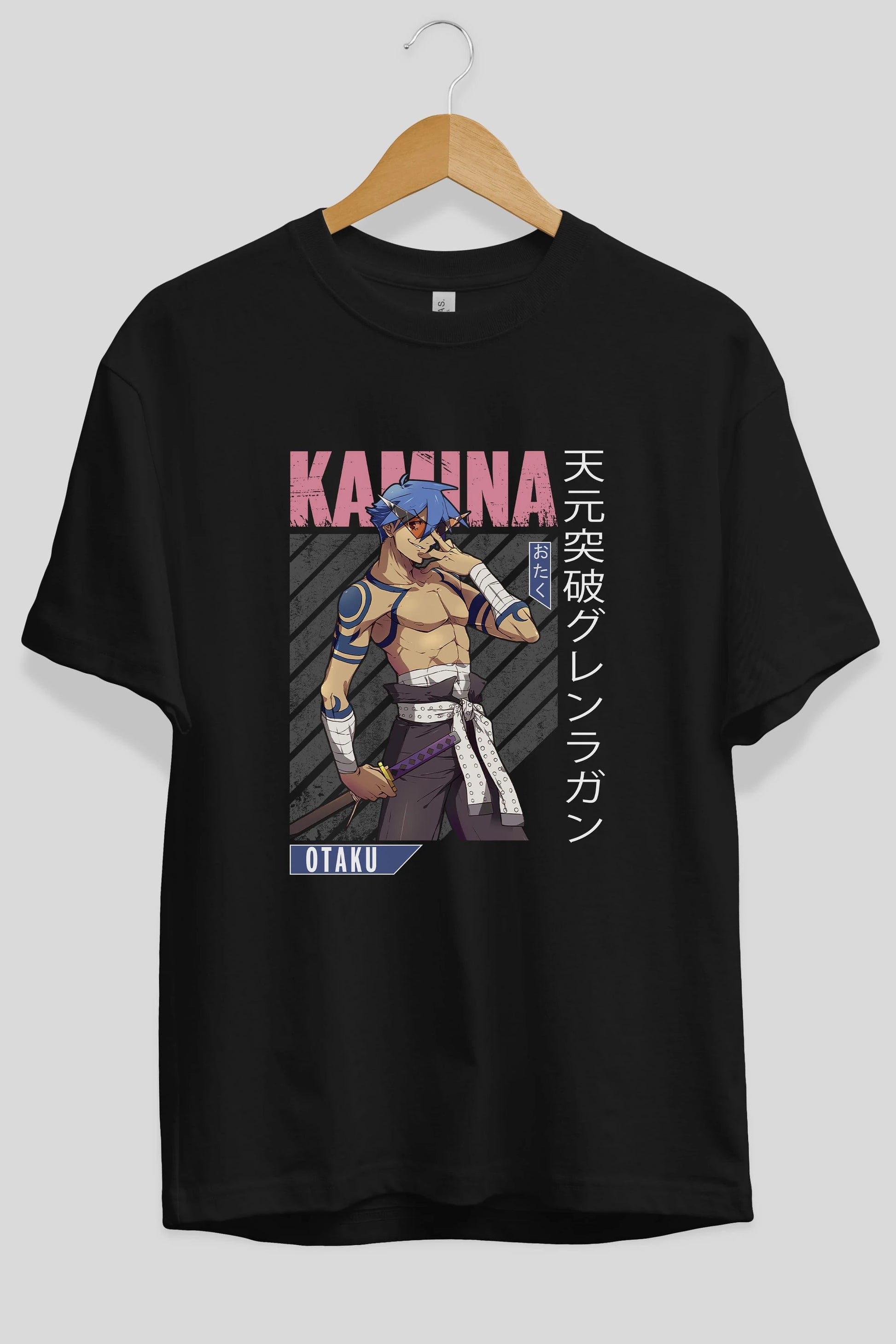 Kamina 5 Anime Ön Baskılı Oversize t-shirt %100 pamuk Erkek Kadın Unisex