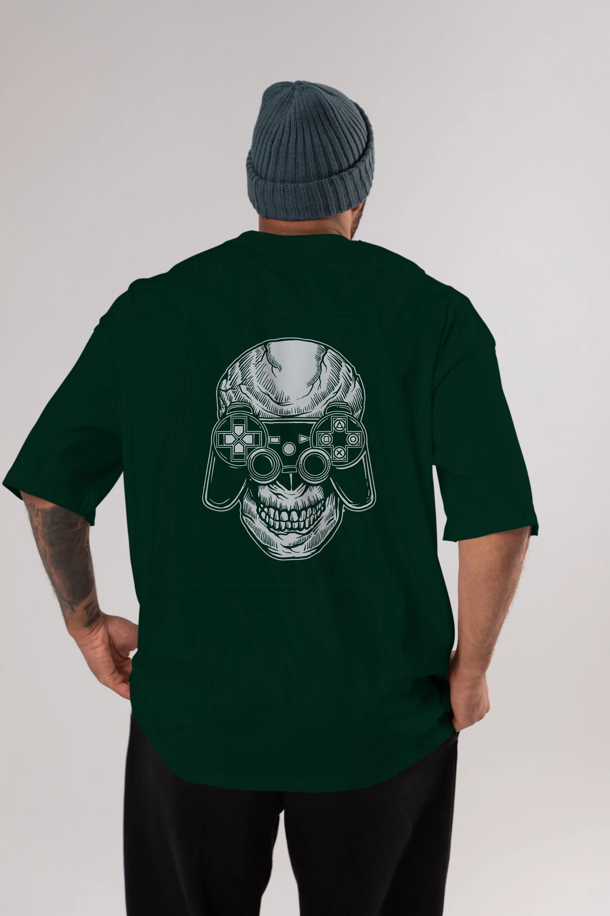 Skull Gamers Arka Baskılı Oversize t-shirt Erkek Kadın Unisex %100 Pamuk