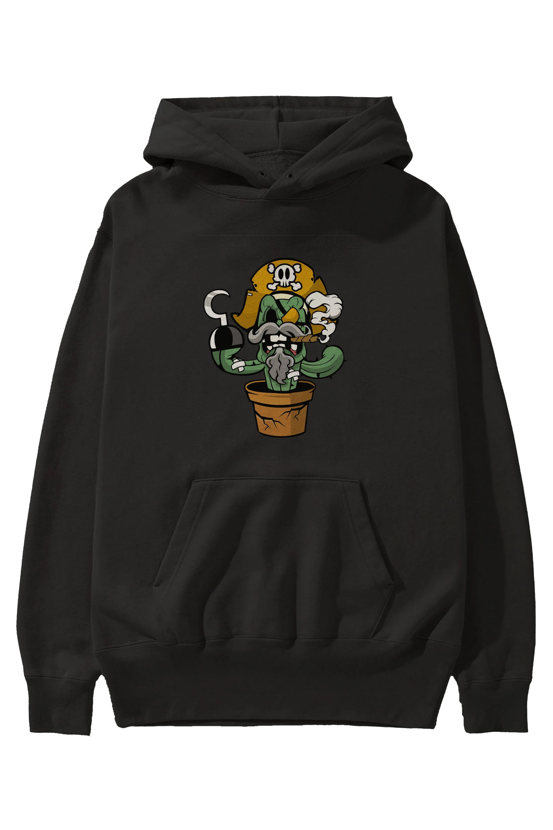 Pirate Cactus Ön Baskılı Hoodie Oversize Kapüşonlu Sweatshirt Erkek Kadın Unisex