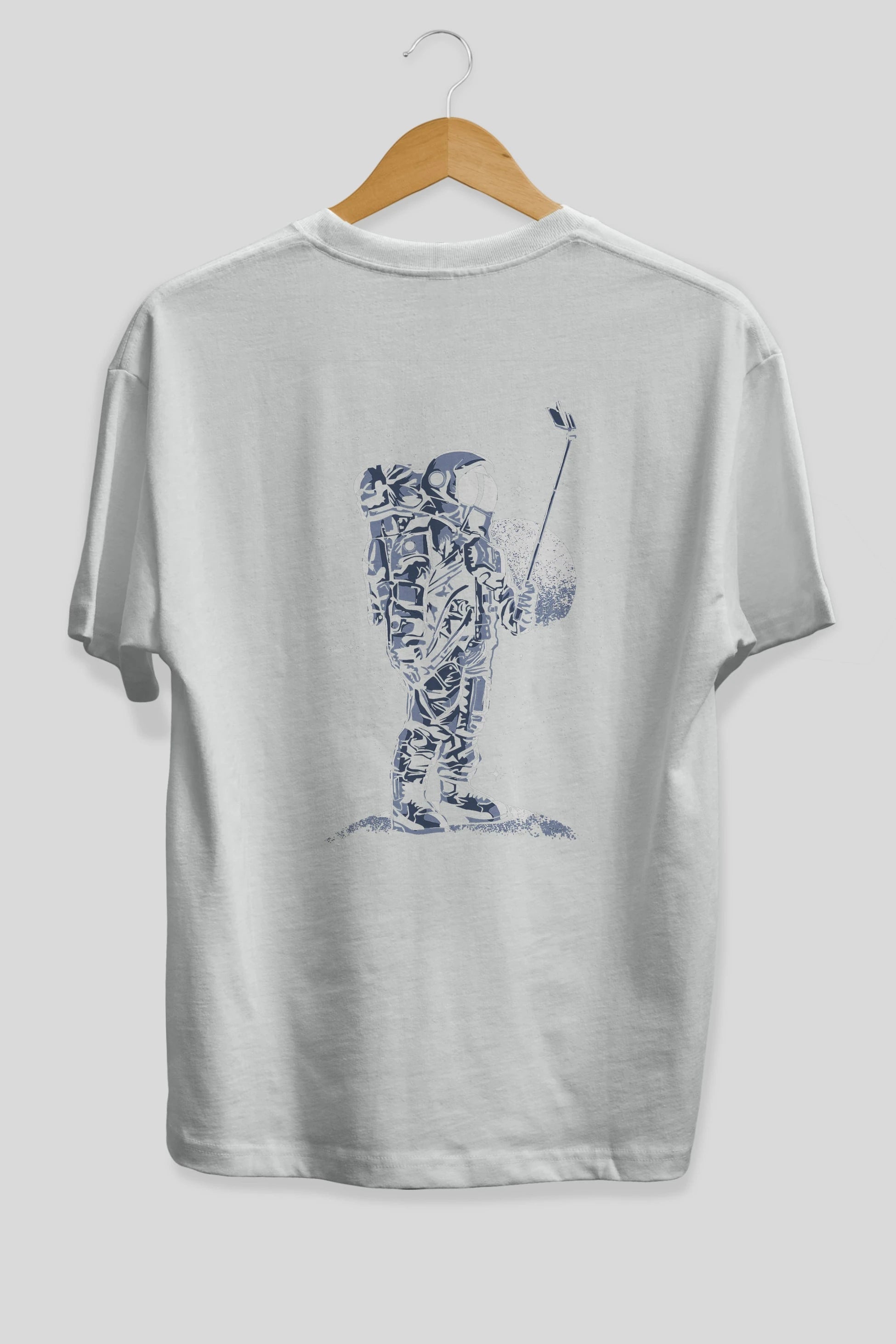 Selfie Astronaut Arka Baskılı Oversize t-shirt Erkek Kadın Unisex %100 Pamuk