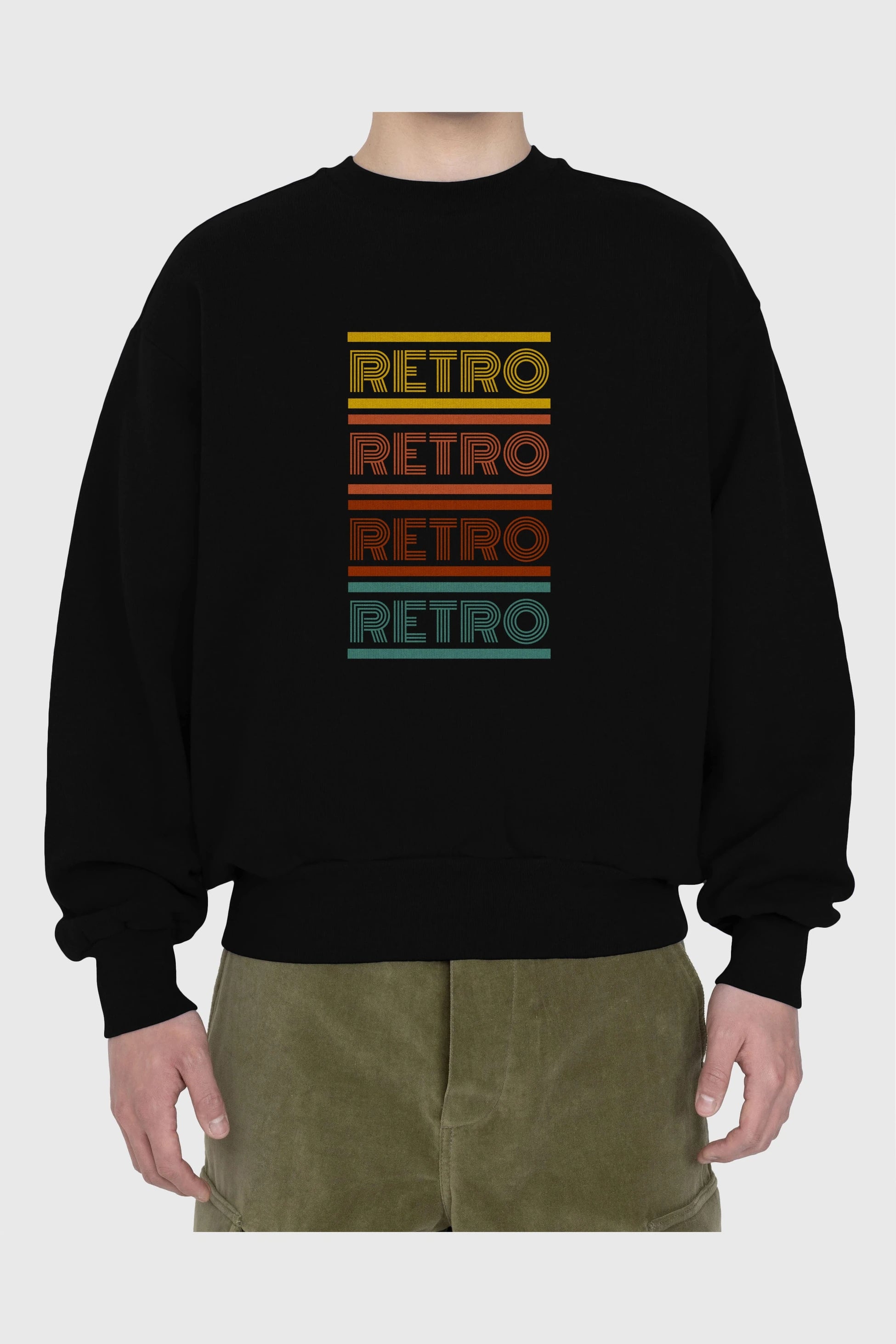 Retro Yazılı Ön Baskılı Oversize Sweatshirt Erkek Kadın Unisex