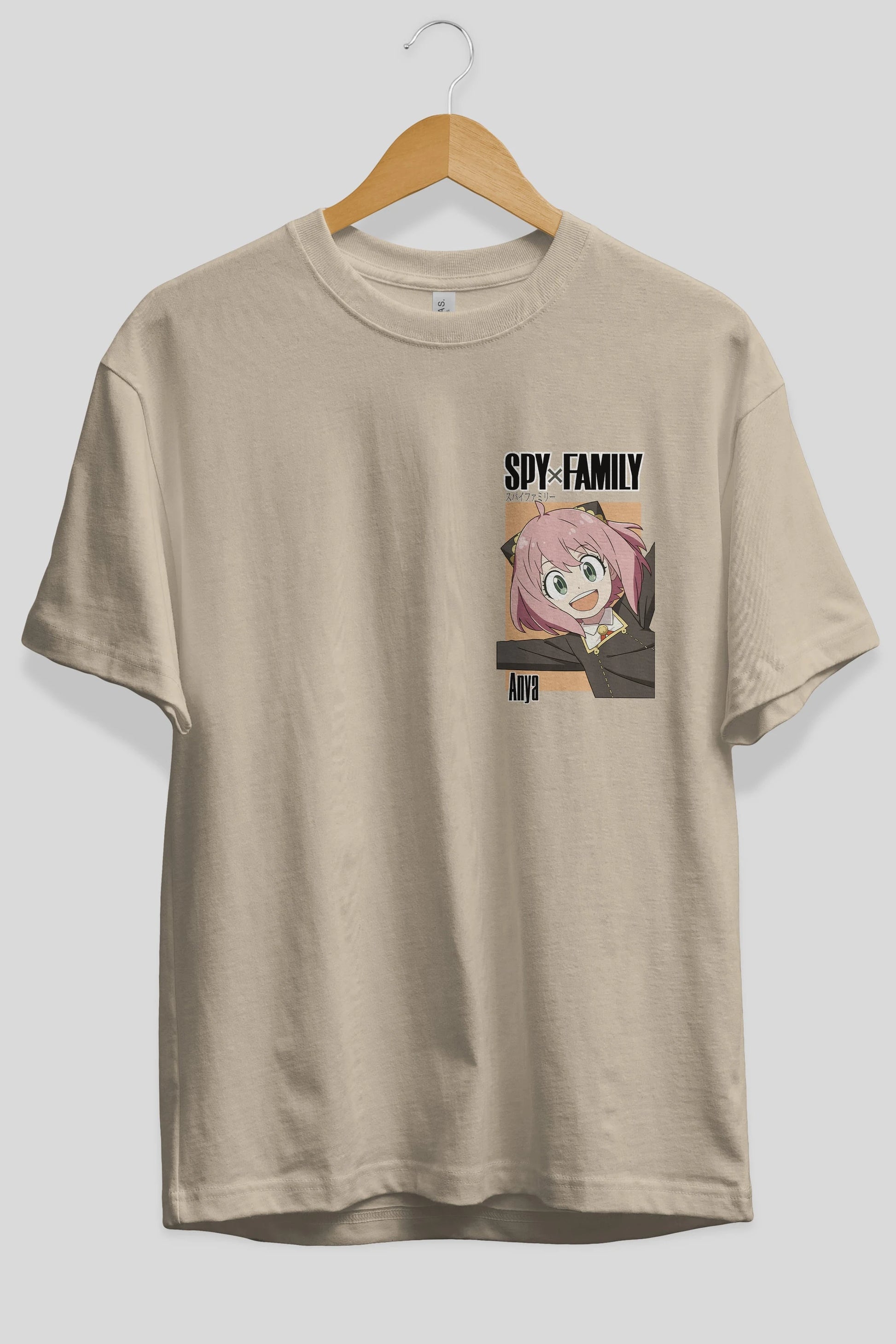 SPY X FAMILY Anya Ön Sol Baskılı Oversize t-shirt Erkek Kadın Unisex %100 Pamuk Bisiklet Yaka tişort