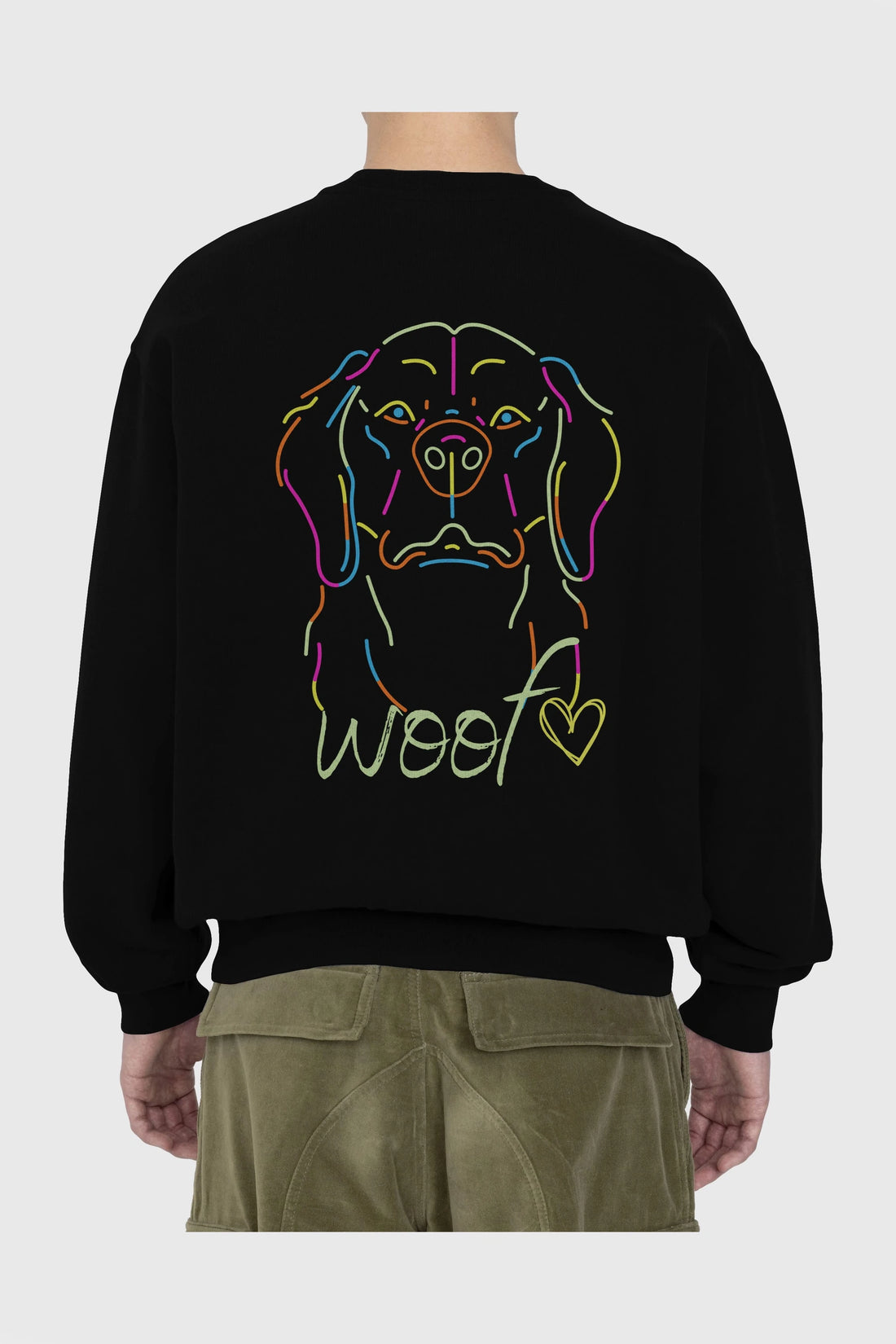 Neon Dog Arka Baskılı Oversize Sweatshirt Erkek Kadın Unisex