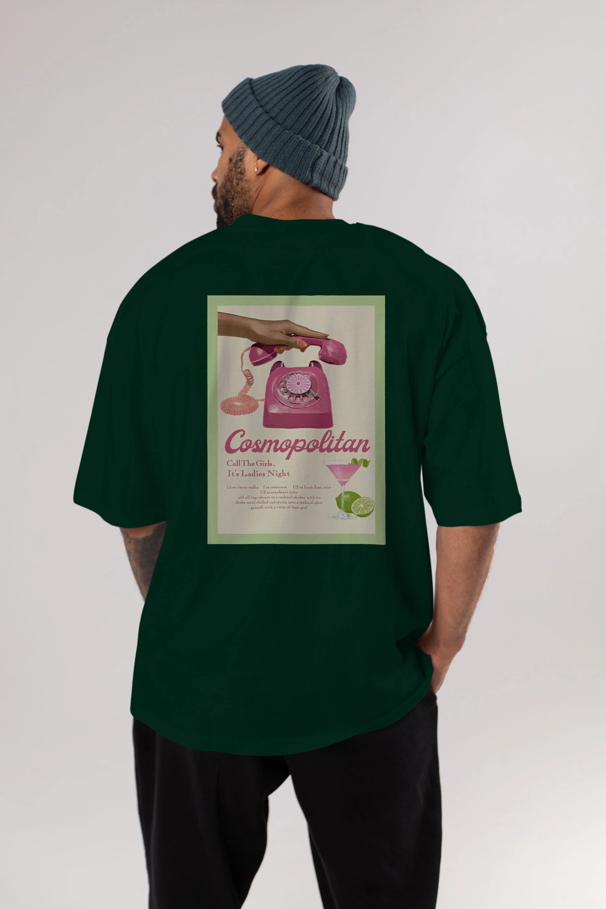 Cosmopolitan 5 Arka Baskılı Oversize t-shirt Erkek Kadın Unisex %100 Pamuk Bisiklet Yaka tişort