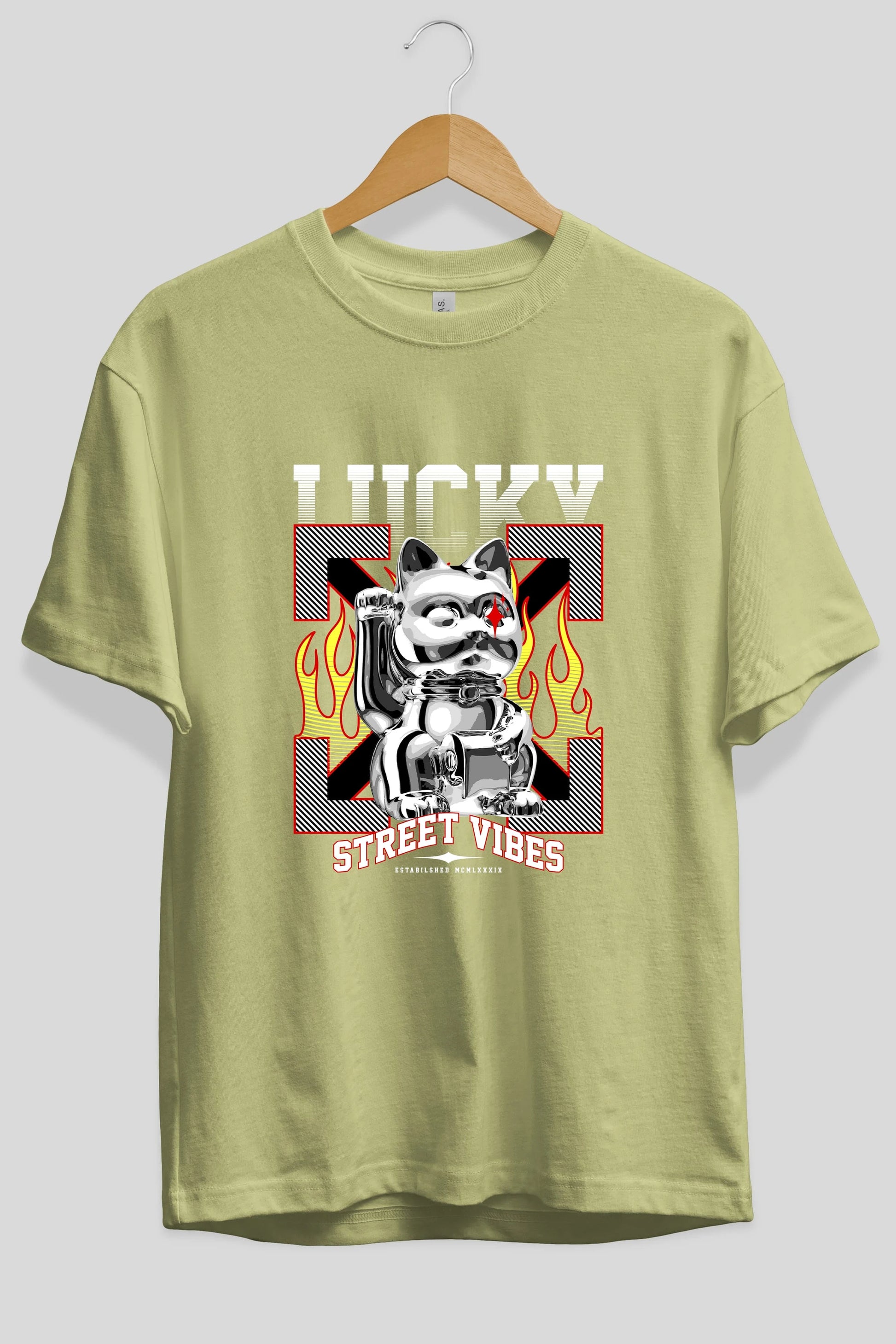 Lucky Street Vibes Ön Baskılı Oversize t-shirt Erkek Kadın Unisex