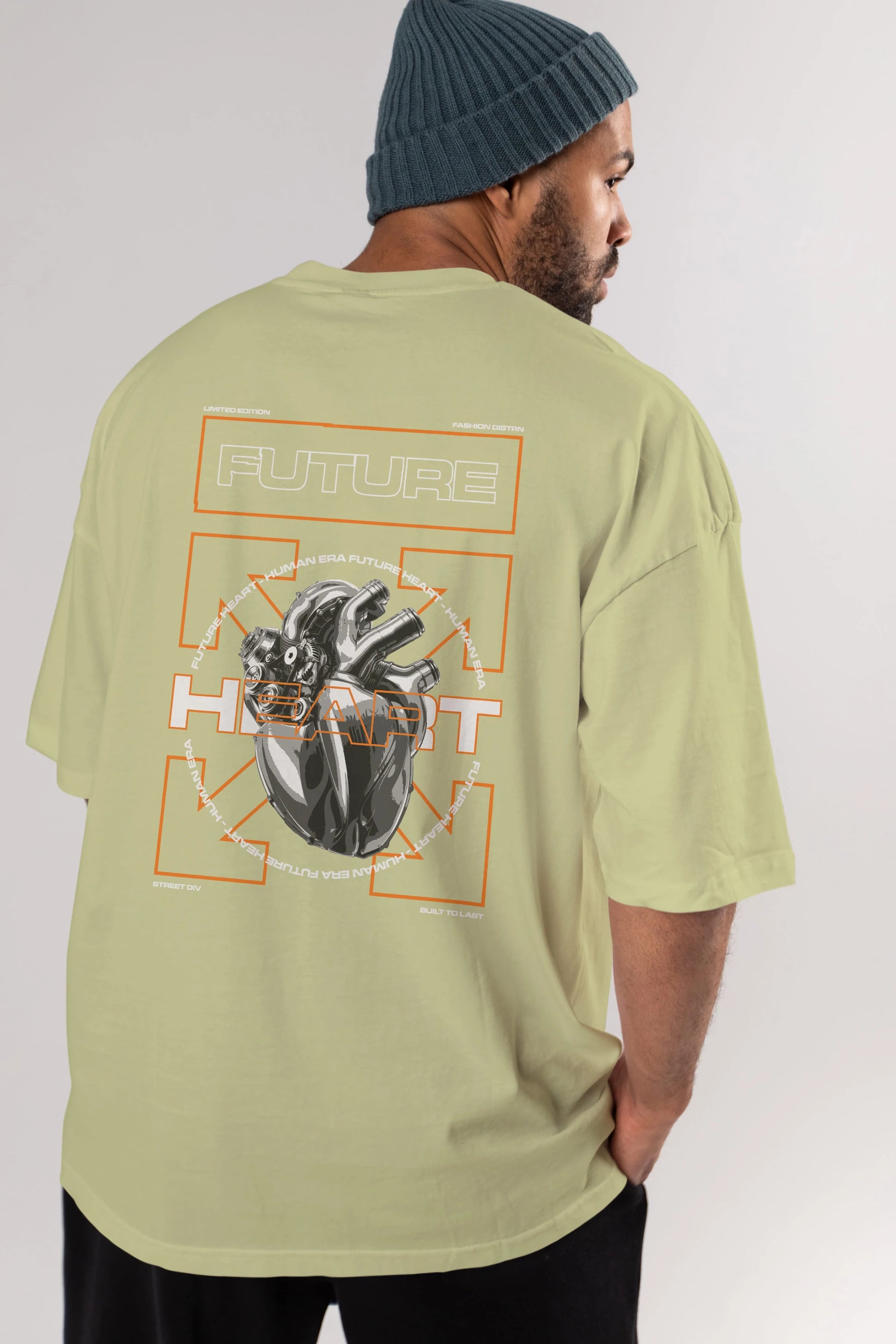 Future Heart Arka Baskılı Oversize t-shirt Erkek Kadın Unisex