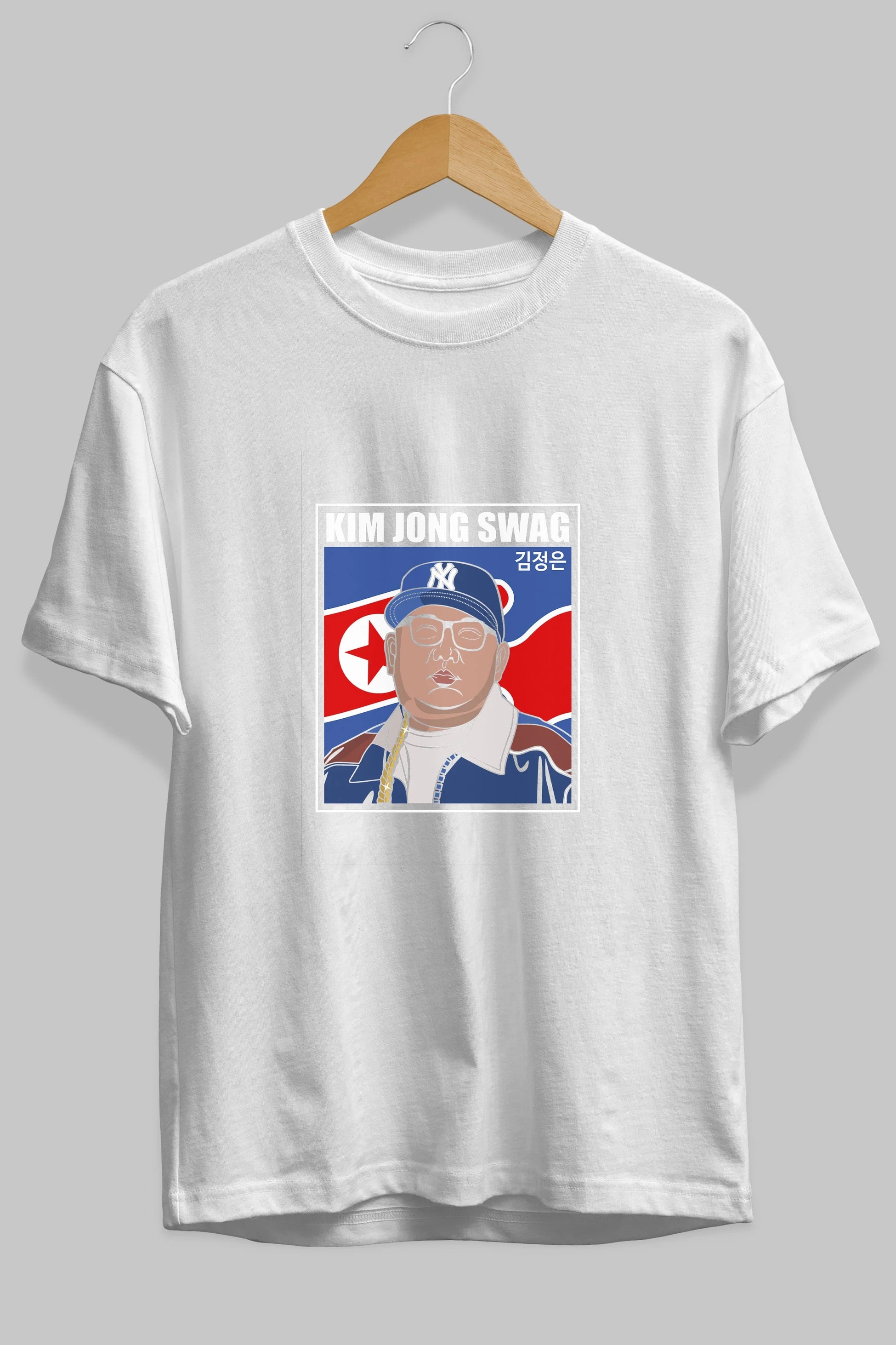 King Jong Swag Ön Baskılı Oversize t-shirt Erkek Kadın Unisex %100 Pamuk tişort