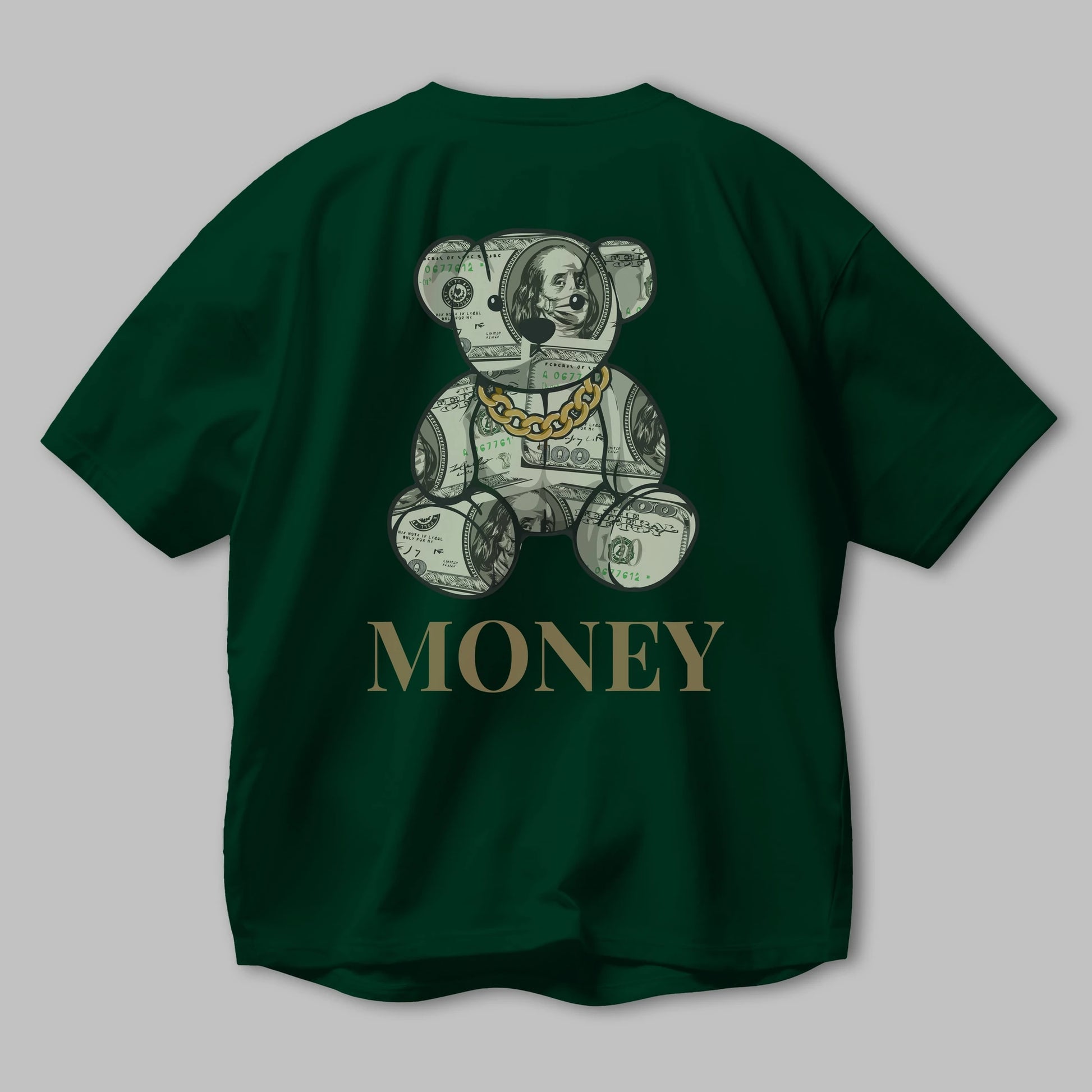 Teddy Bear Money Arka Baskılı Oversize t-shirt Erkek Kadın Unisex