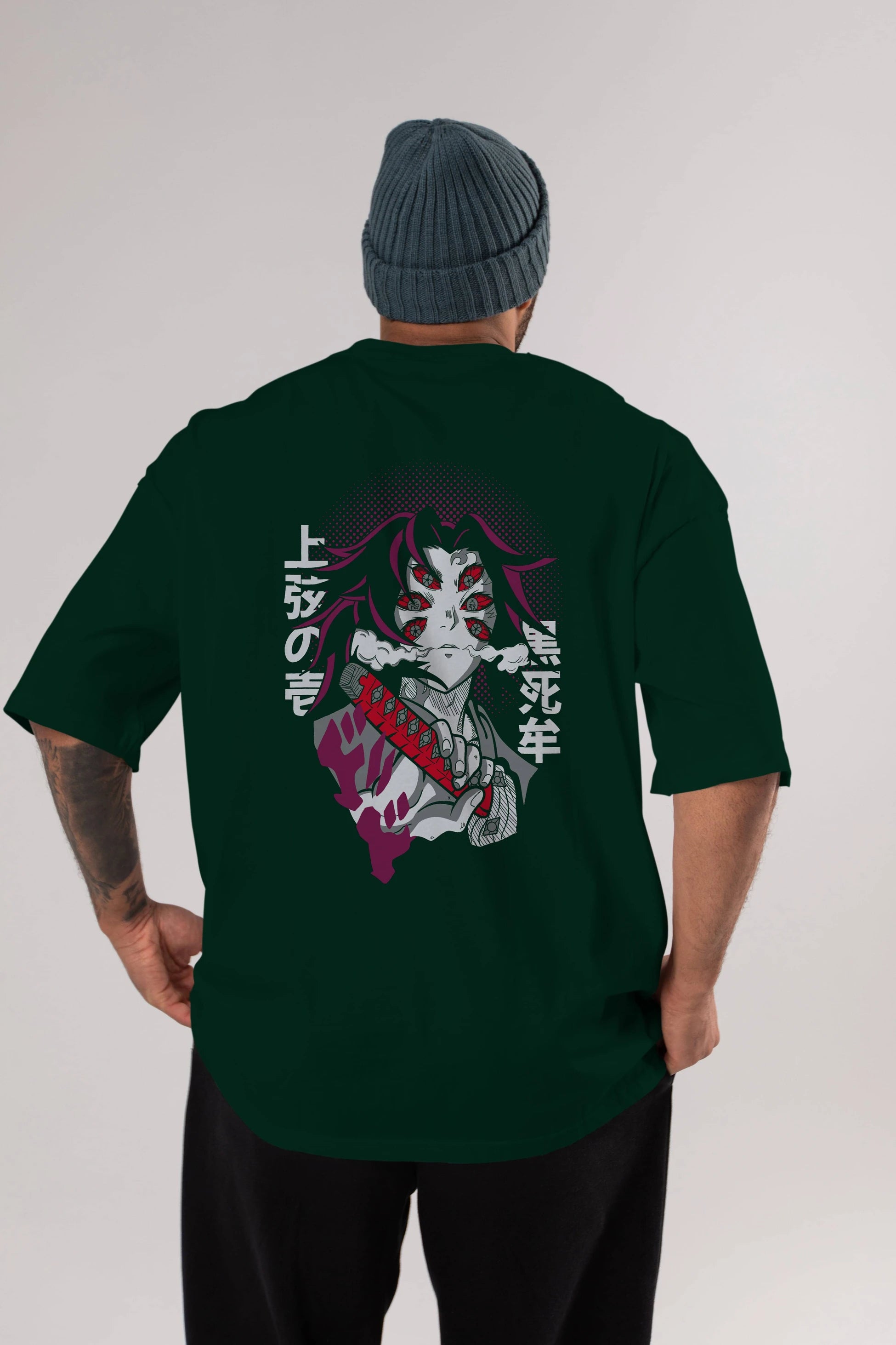 Kokushibo Anime Arka Baskılı Oversize t-shirt Erkek Kadın Unisex