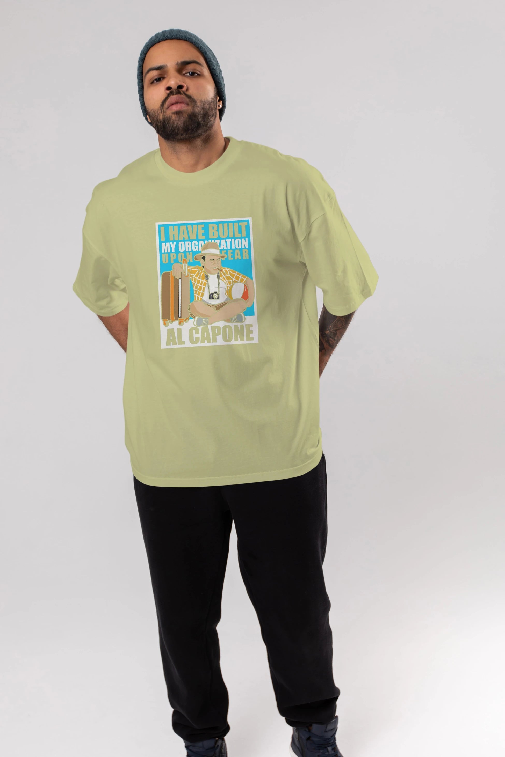 Al Capone Holiday Ön Baskılı Oversize t-shirt Erkek Kadın Unisex %100 Pamuk tişort